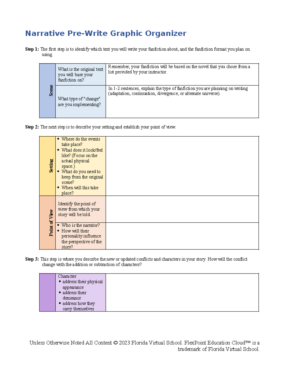 Plotting narrative graphic organizer - Narrative Pre-Write Graphic ...