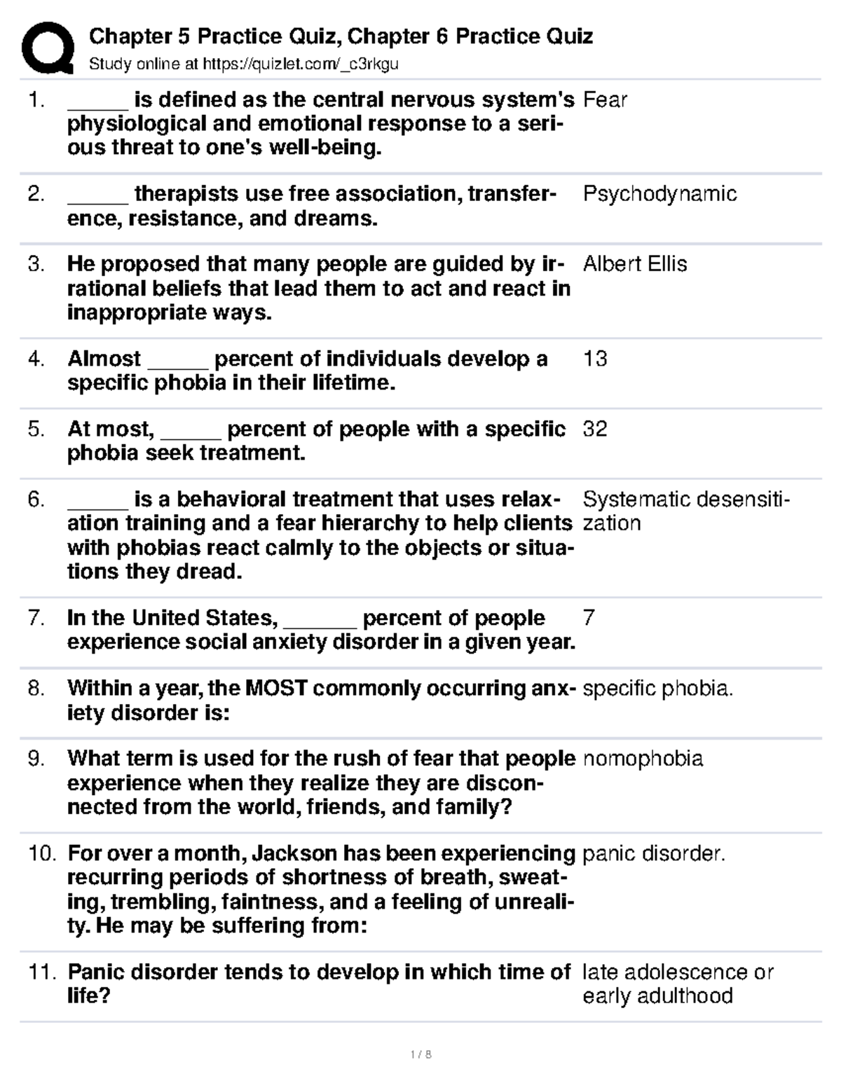 chapter 6 homework psychology quizlet