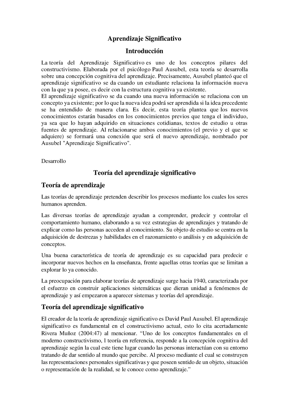 Aprendizaje Significativo Ensayo Aprendizaje Significativo Introducción La Teoría Del 1396