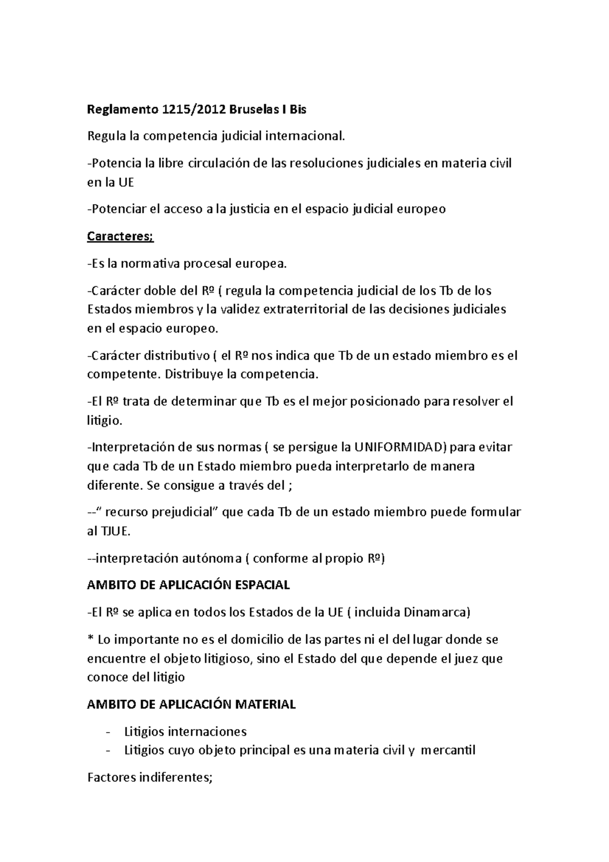 Reglamento Bruselas I BIS util para toda la asignatura Derecho