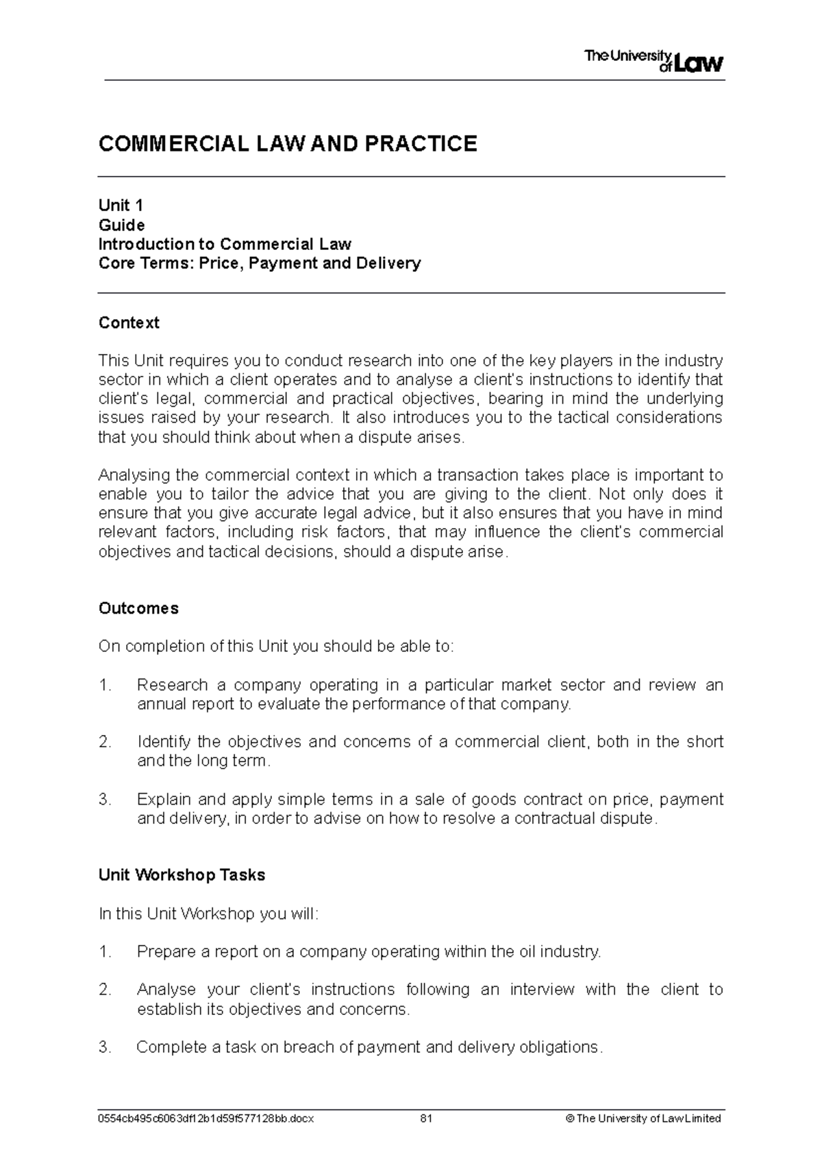 2122 comm ws01 ce01 guide- immigration - COMMERCIAL LAW AND PRACTICE ...