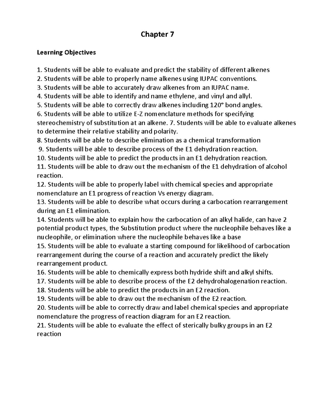 Learning Objectives For Chapter 7 Chem 231 - Chapter 7 Learning ...