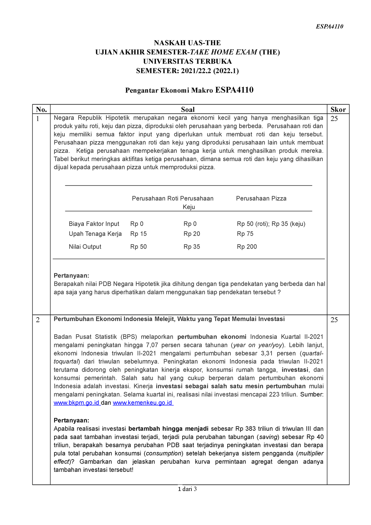 Naskah ESPA4110 The 1 - Tugas 3 - NASKAH UAS-THE UJIAN AKHIR SEMESTER ...