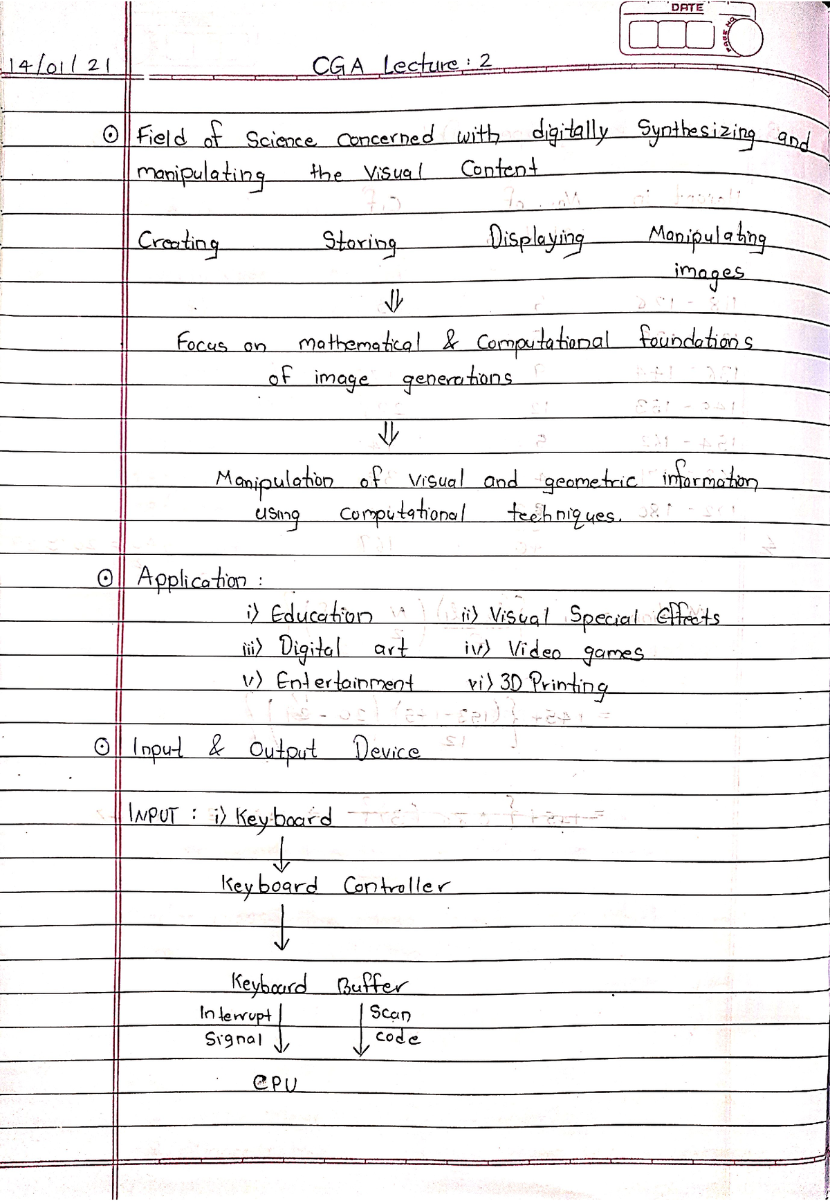 CGA Unit 1 - COMPUTER GRAPHICS - Computer Graphics - Studocu