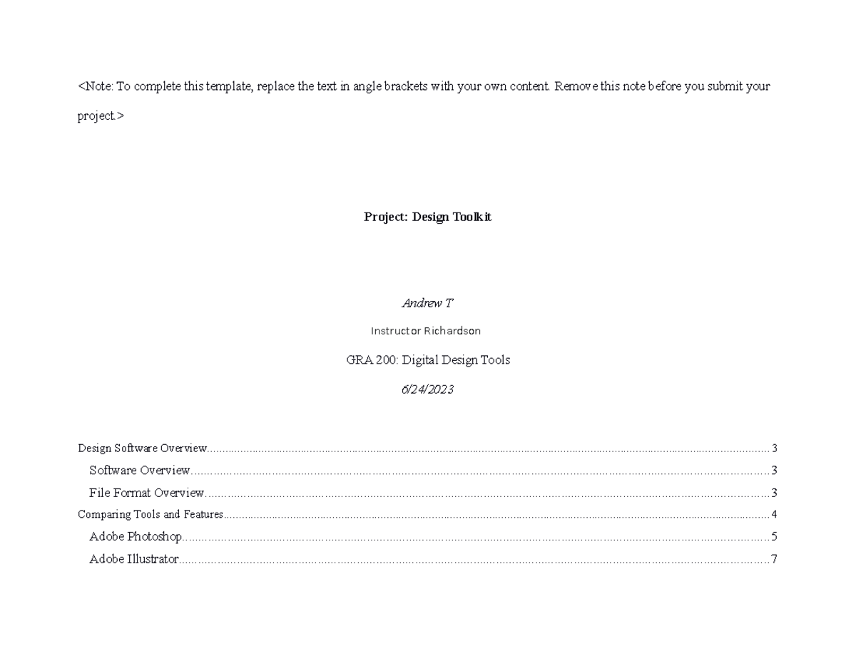 GRA 200 Project Template - GRA-200-X2253 - SNHU - Studocu