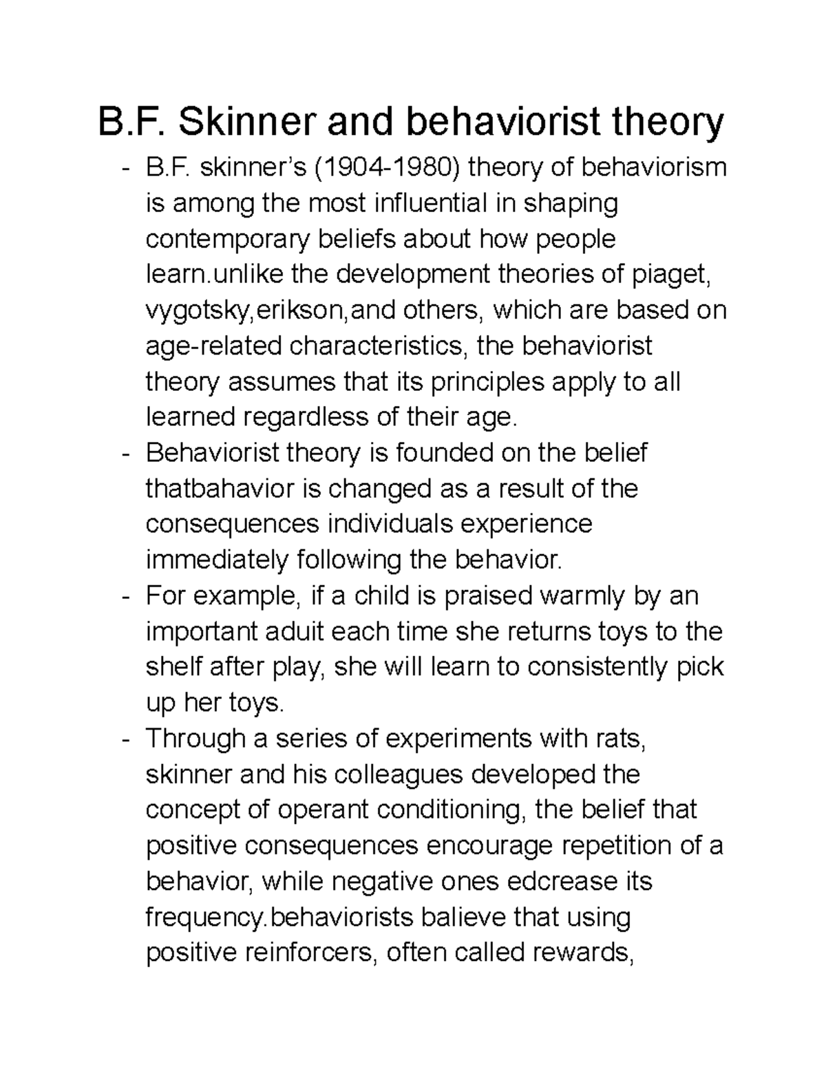 B.F. Skinner and behaviorist theory - B. Skinner and behaviorist theory ...