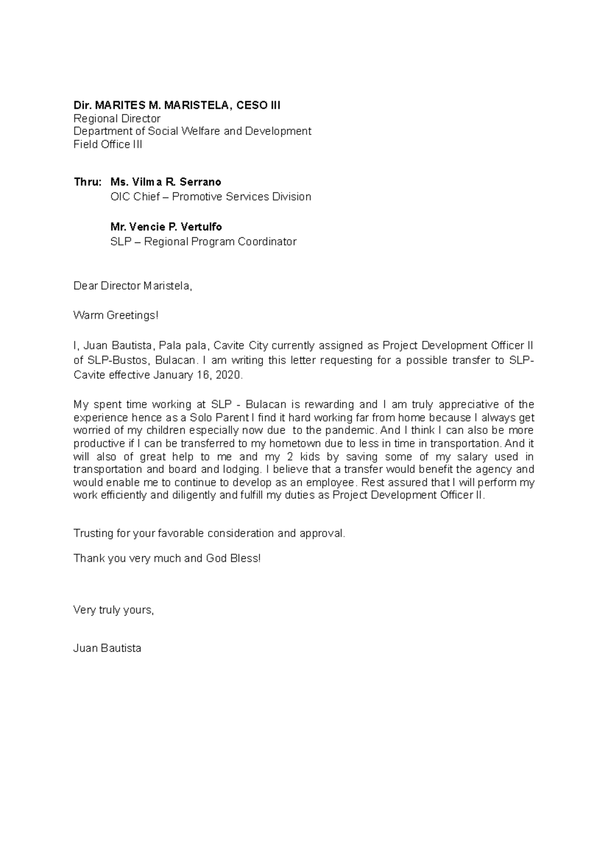 Application Letter - none - Dir. MARITES M. MARISTELA, CESO III ...