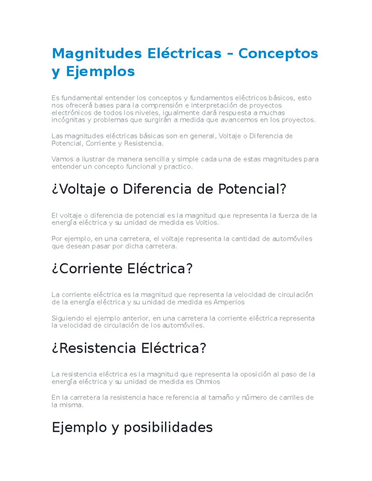 Magnitudes Eléctricas Las Magnitudes Eléctricas Básicas Son En General Voltaje O Diferencia