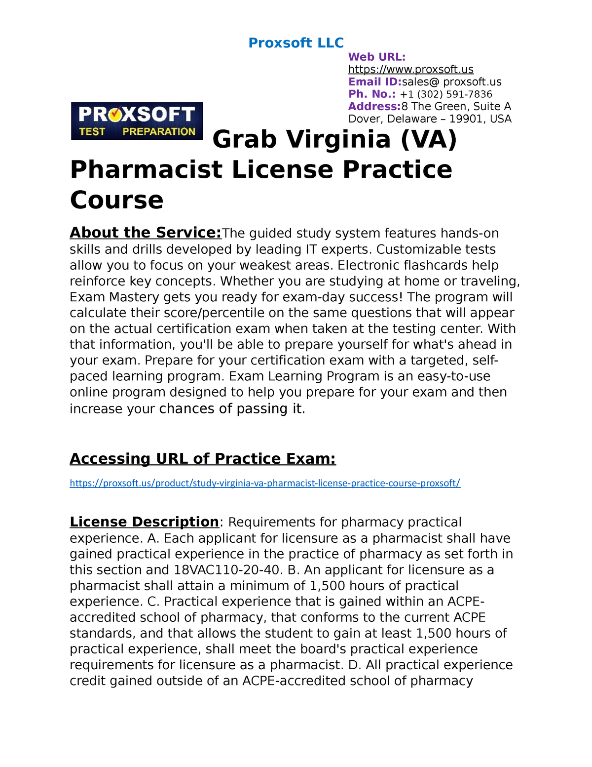 Grab Virginia VA Pharmacist License Practice Course Proxsoft LLC   Thumb 1200 1553 