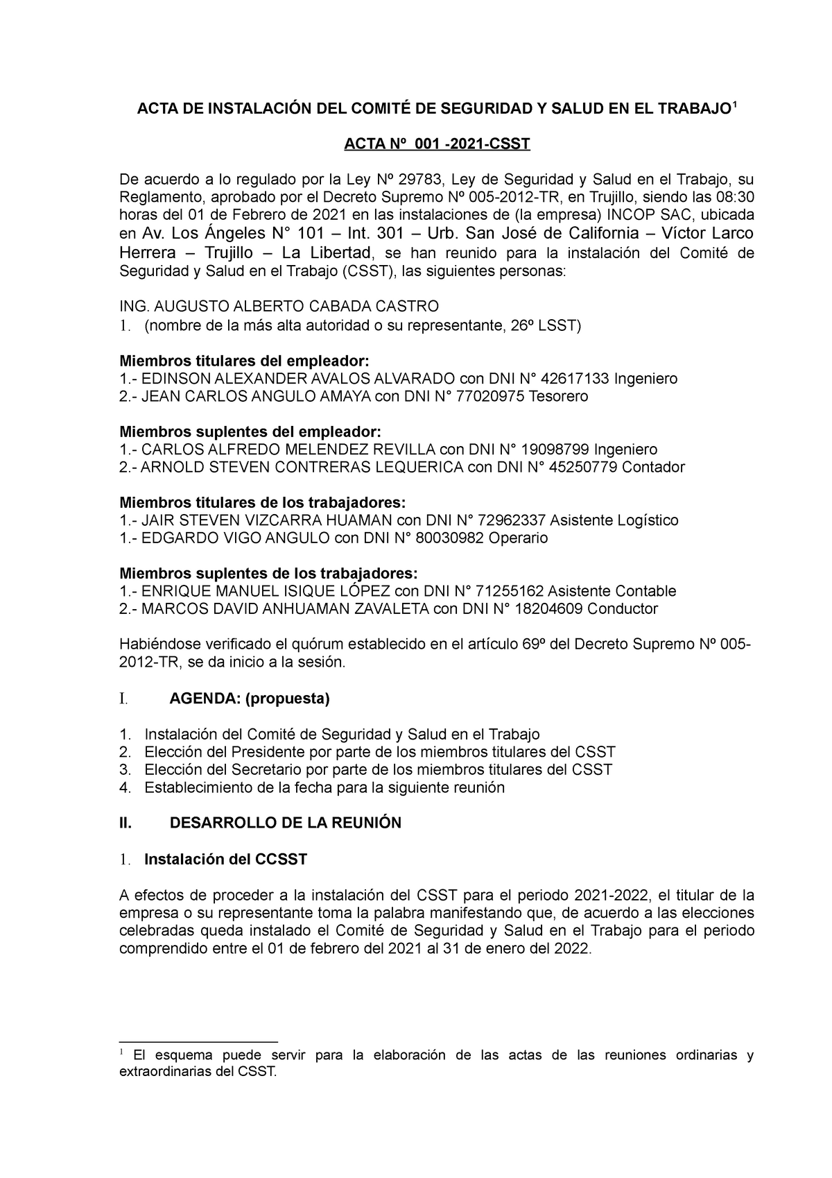 5 Acta Instalacion Comite Acta De InstalaciÓn Del ComitÉ De