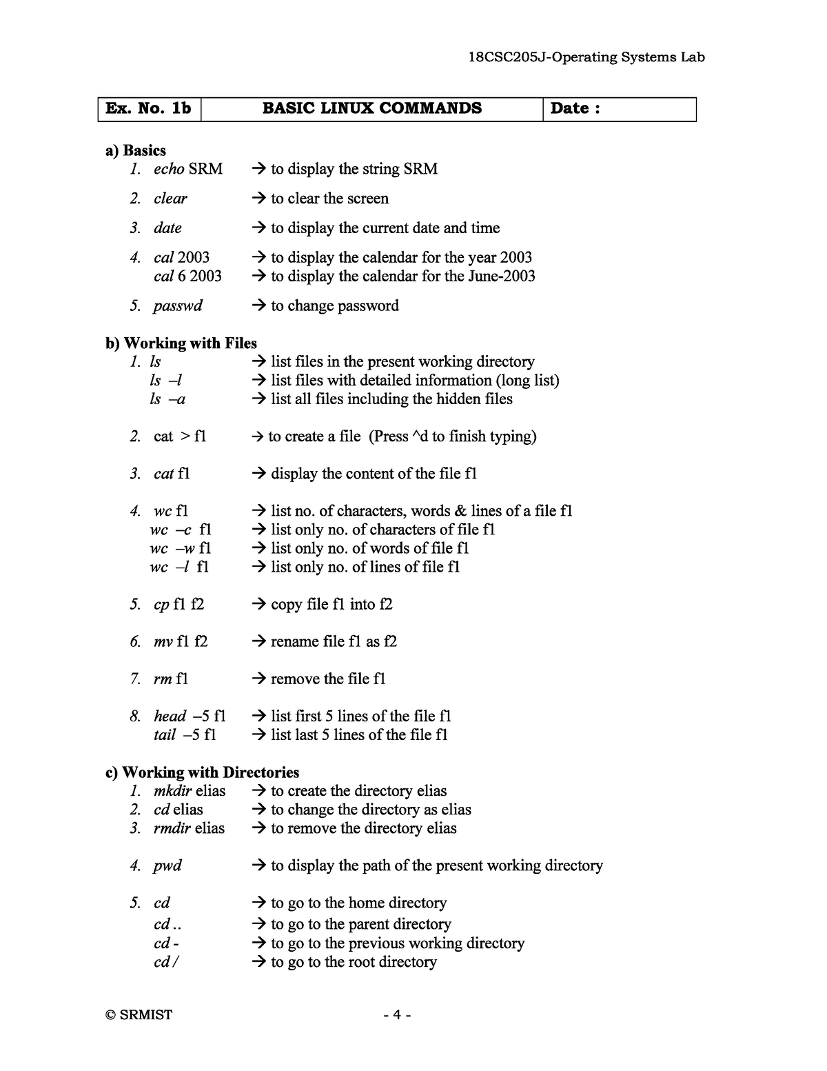 Basic Linux Commands - B.Tech (CSE) - Studocu