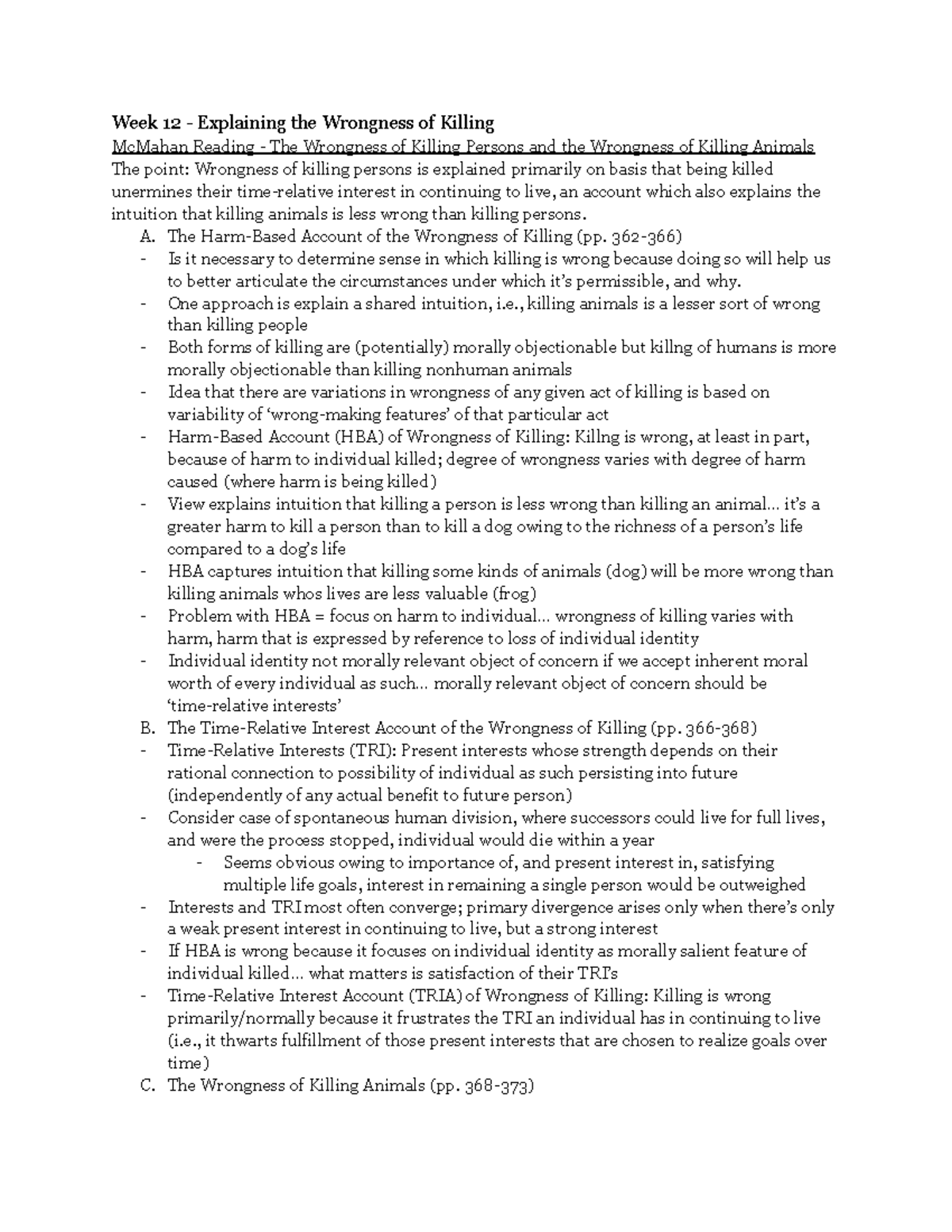 Philosophy 2073 - Week 12 - Week 12 - Explaining the Wrongness of ...