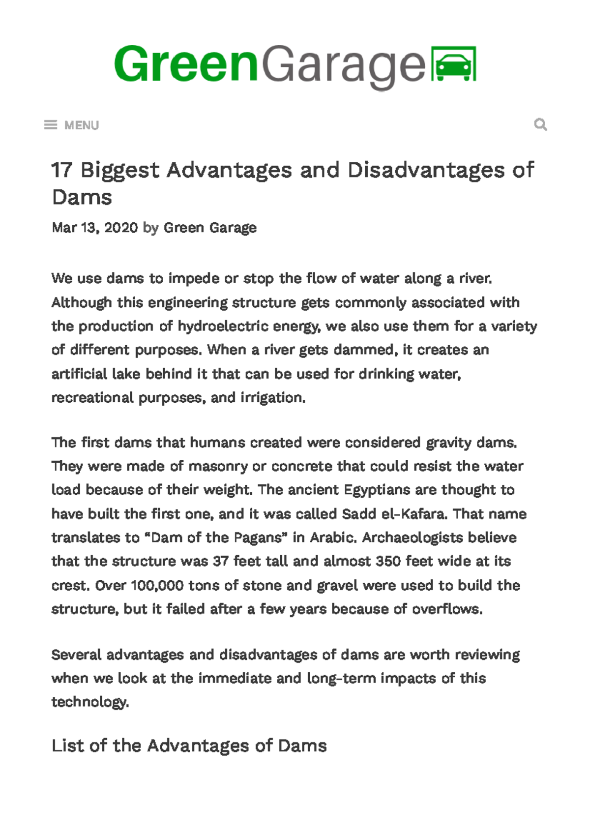 Advantages and Disadvantages of Dams 17 Biggest Advantages and