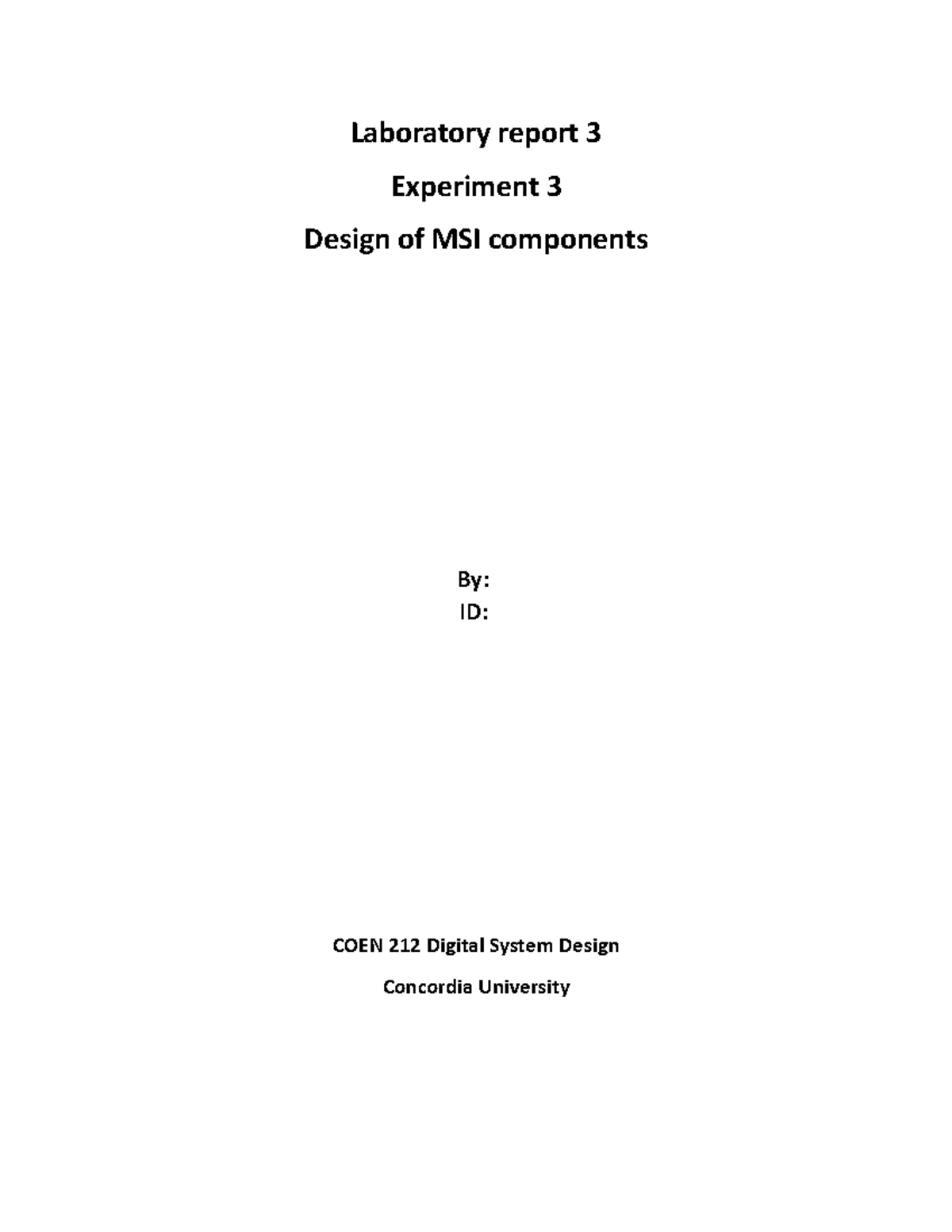Concordia University COEN 212 Lab Report 3 - Laboratory report 3 ...