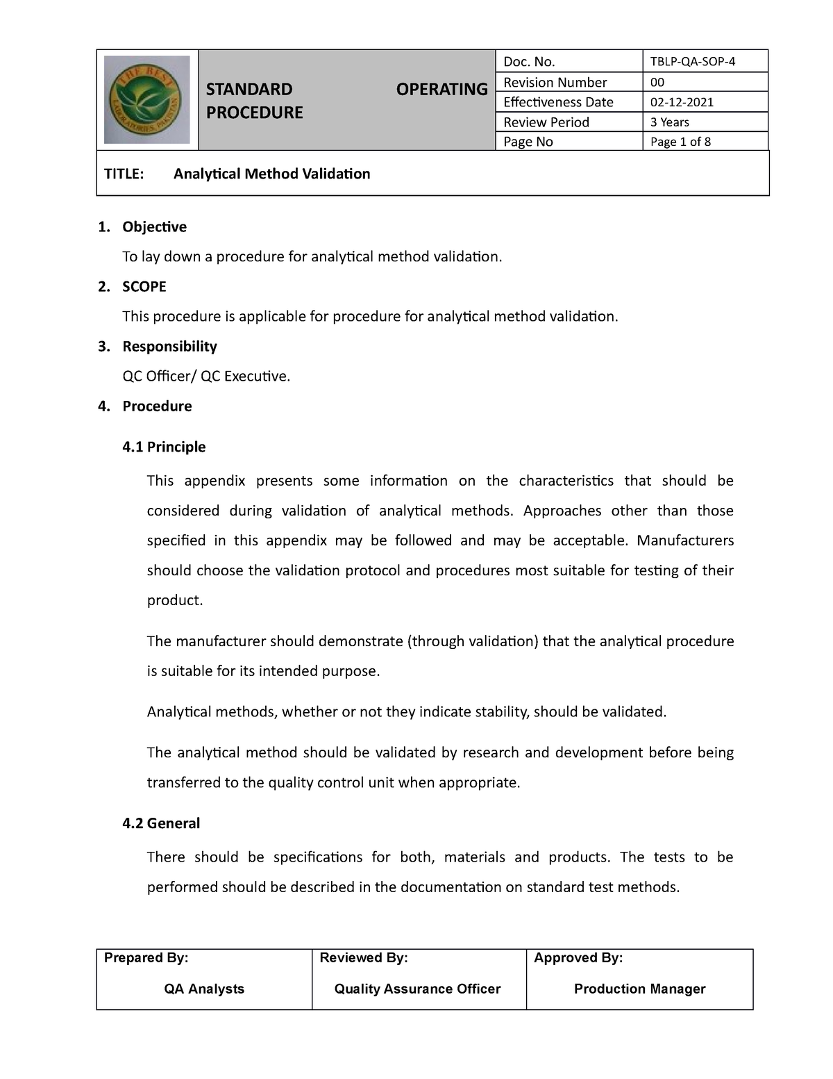 analytical-method-validation-standard-operating-procedure-revision