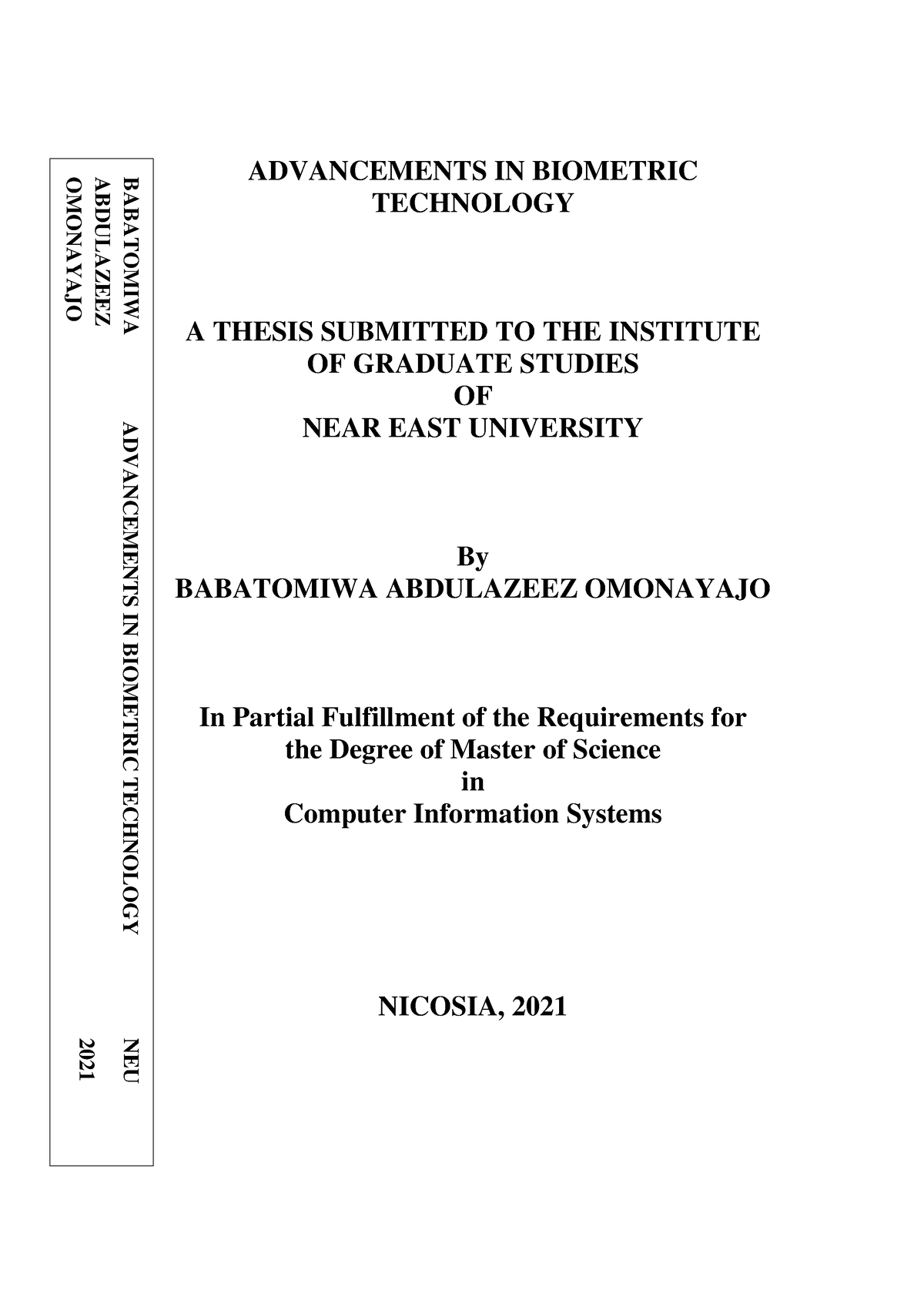 doctoral thesis in biometrics