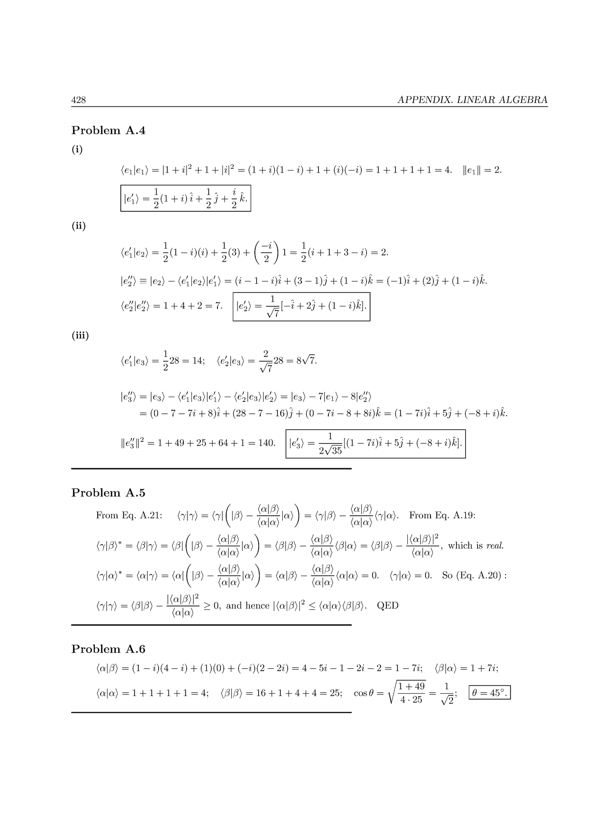 EP455 Study Material 428 - 428 APPENDIX. LINEAR ALGEBRA Problem A. (i ...