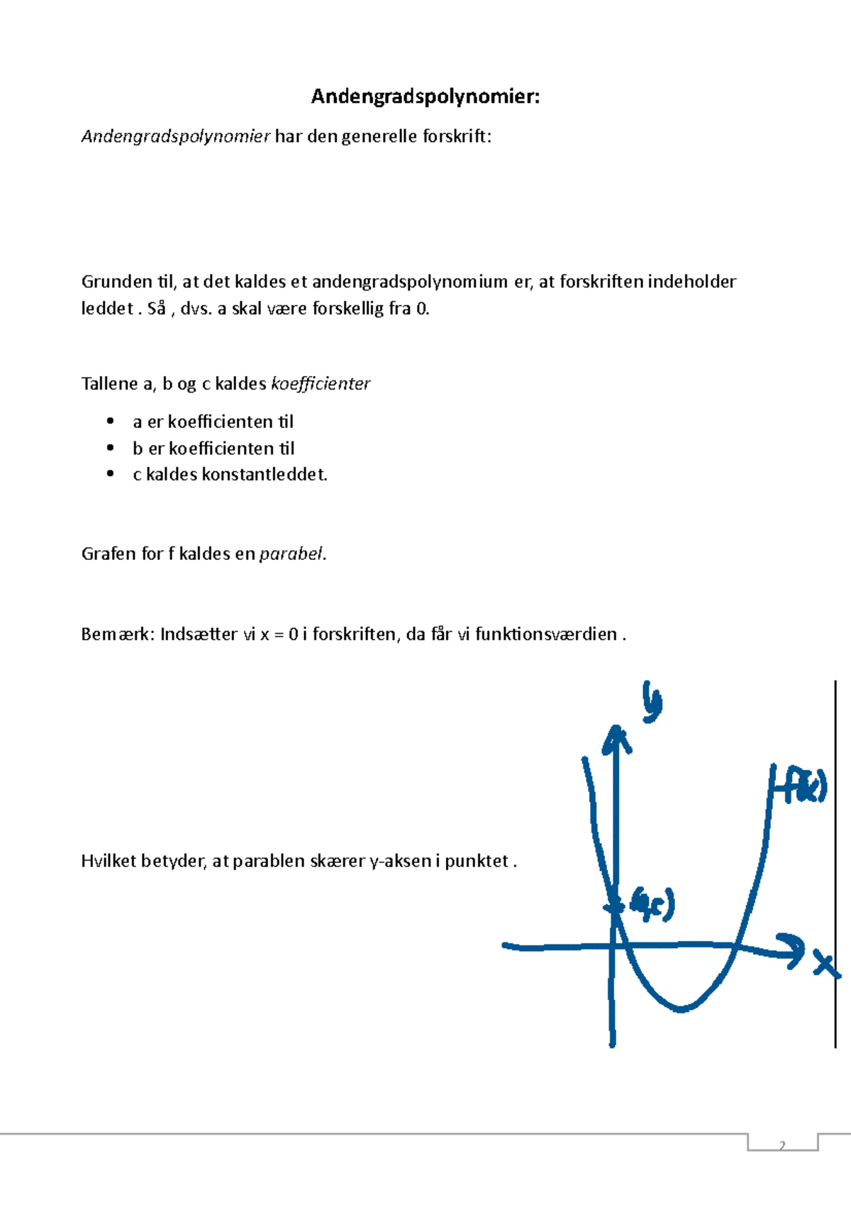 1) Andengradspolynomier - Indledning - Andengradspolynomier ...