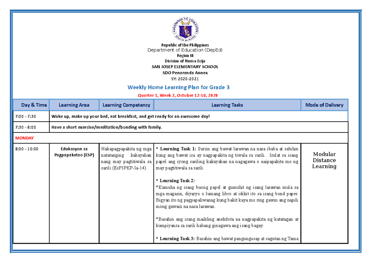 WHLP-3-wee2 - .... - Weekly Home Learning Plan for Grade 3 Quarter 1 ...