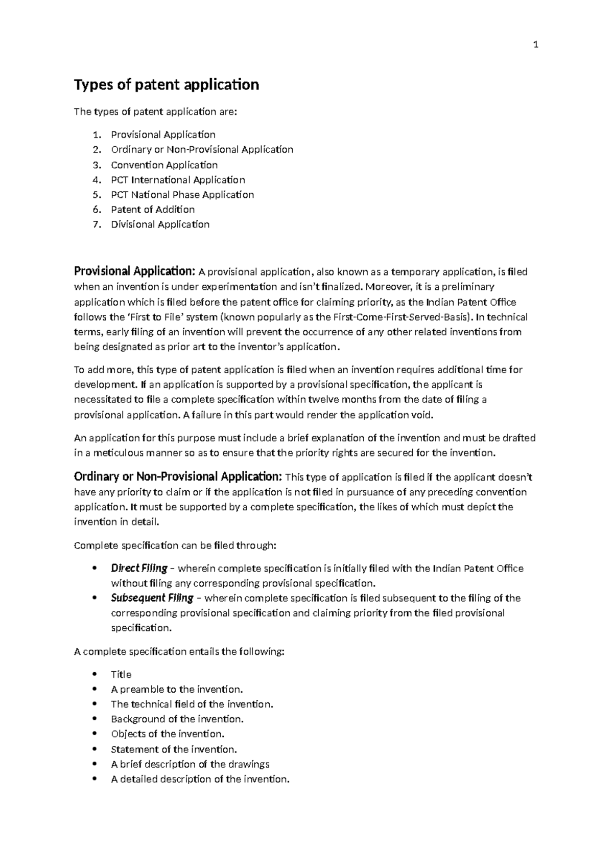 Divisional Patent - Types of patent application The types of patent ...