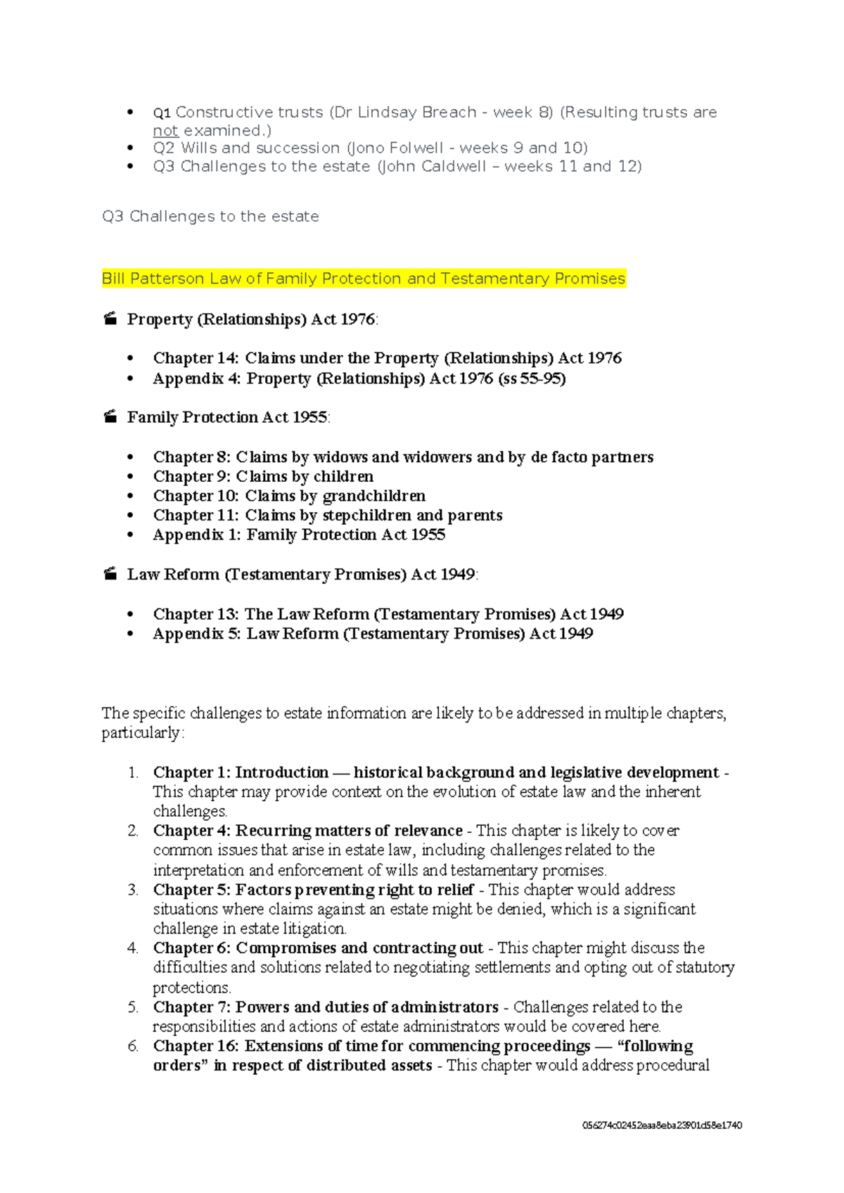 Laws 301 book scan challebges to the estate - Q1 Constructive trusts ...