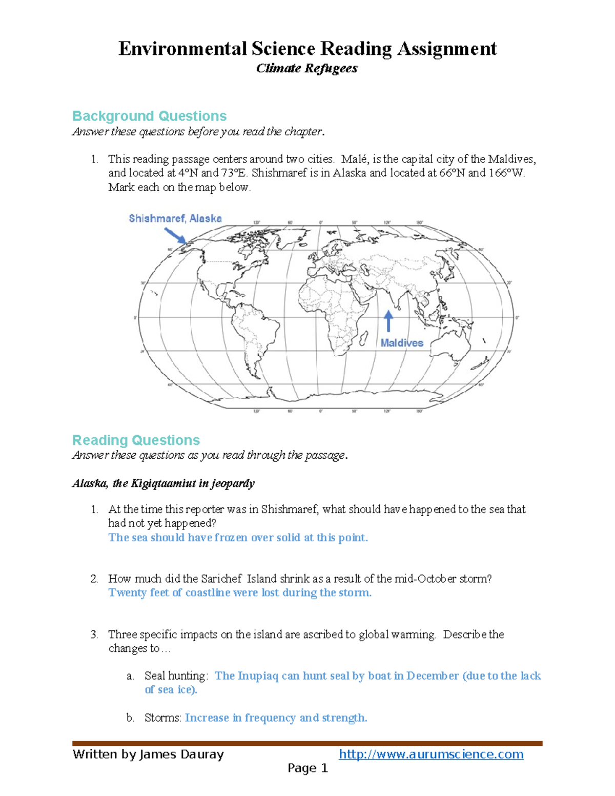 environmental science reading assignment climate refugees