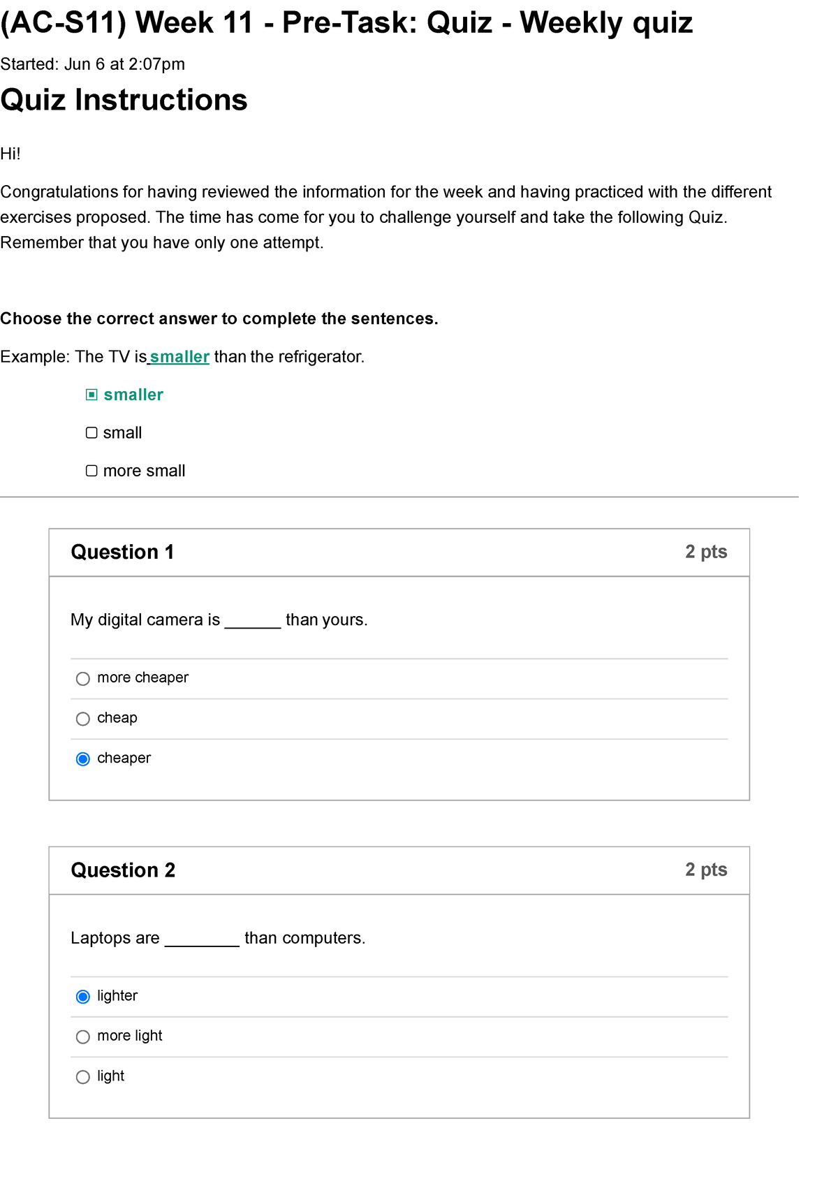 Quiz (AC-S11) Week 11 - Pre-Task Quiz - Weekly Quiz - (AC-S11) Week 11 ...