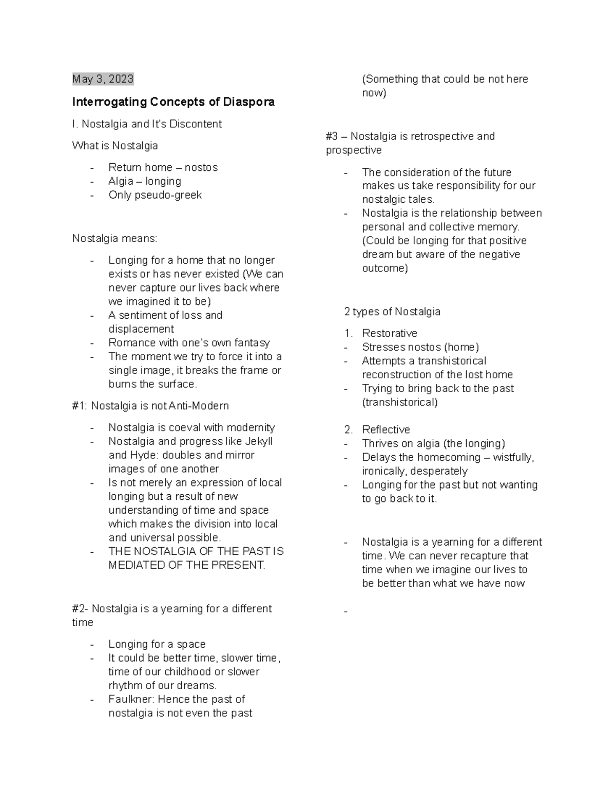 IDS Diaspora Lecture Notes - May 3, 2023 Interrogating Concepts of ...