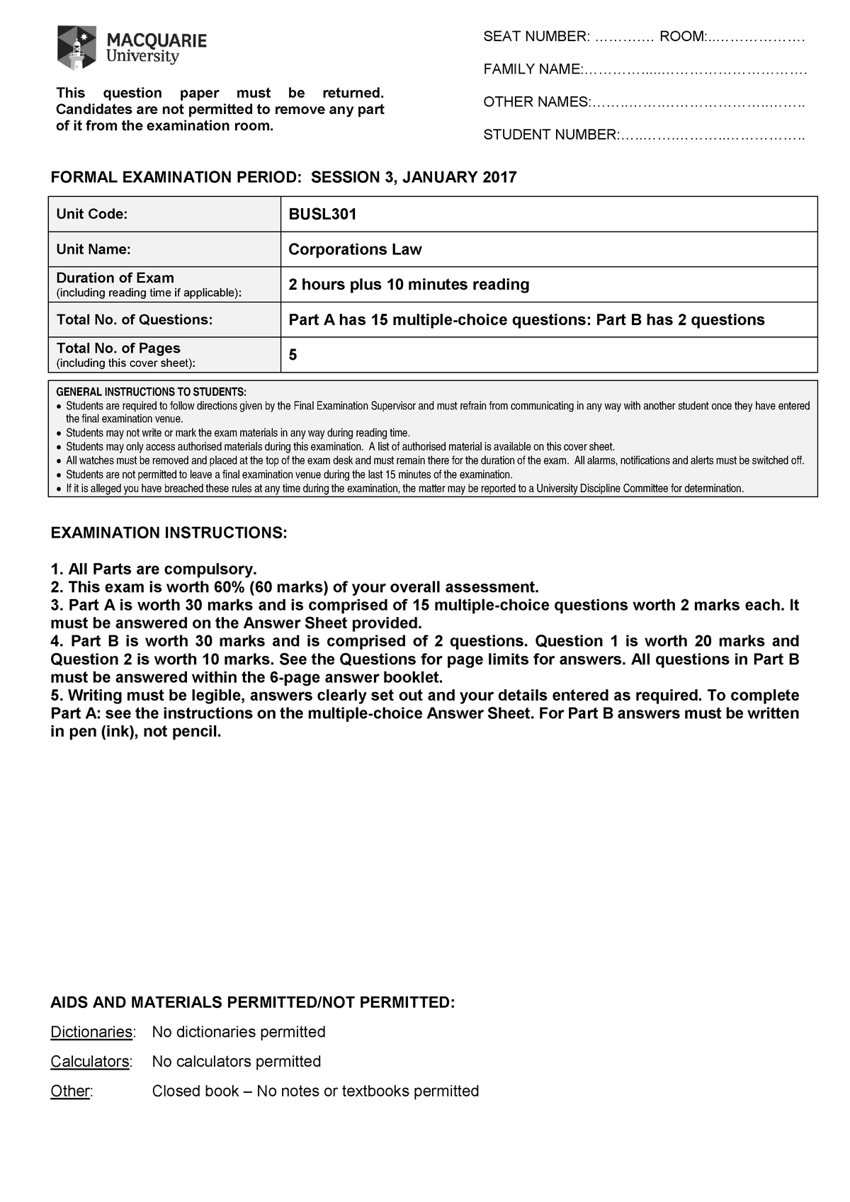 Sample/practice exam 12 March 2016, questions - This question paper ...