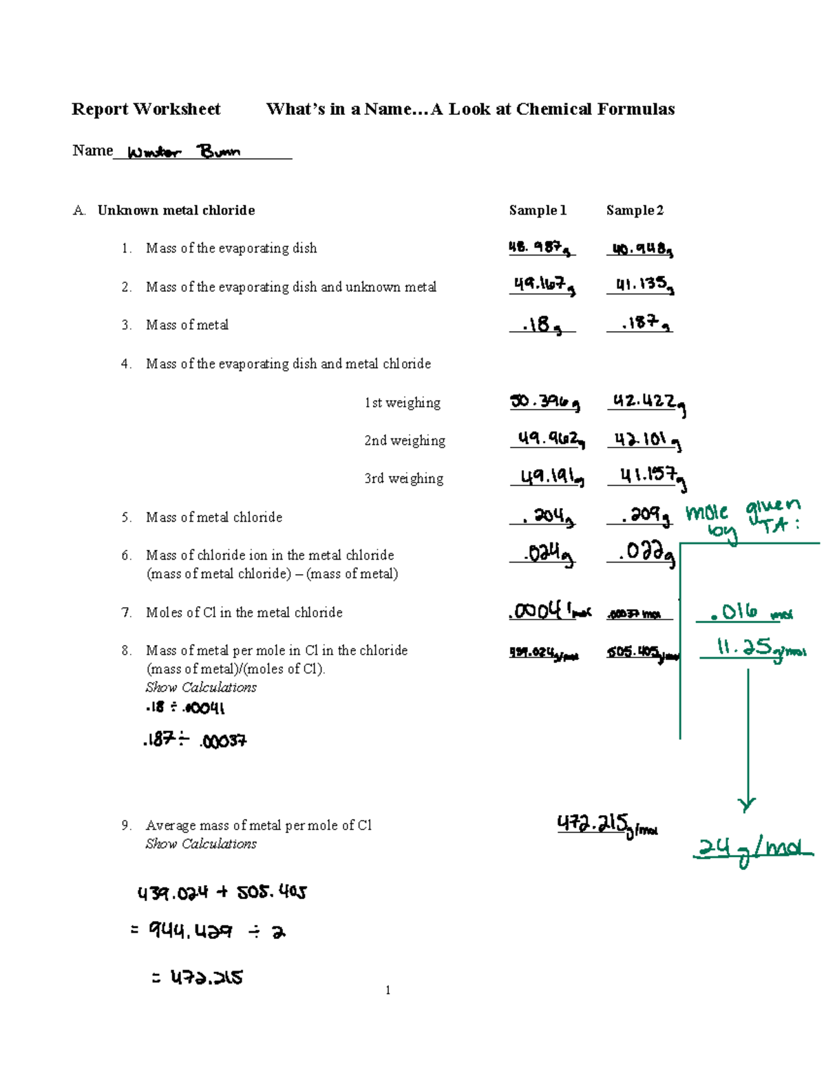 Experiment+5 report sheet - 1 Report Worksheet What’s in a Name.. Look ...