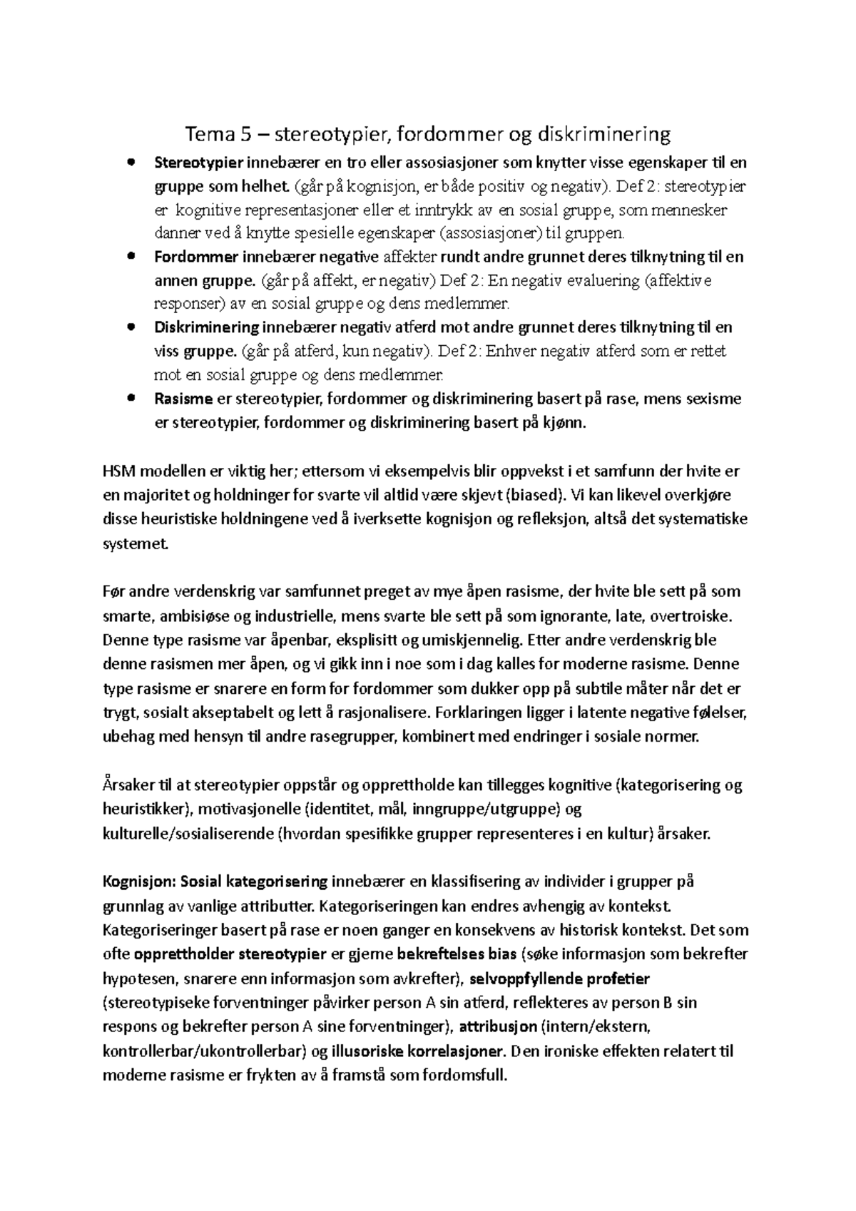 Tema 5 stereotypier, fordommer og diskriminering - Tema 5 ...