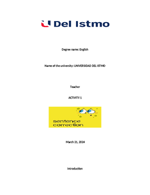 Activity 2. English II - actividad 2, ingles 2 - Universidad del Istmo ...
