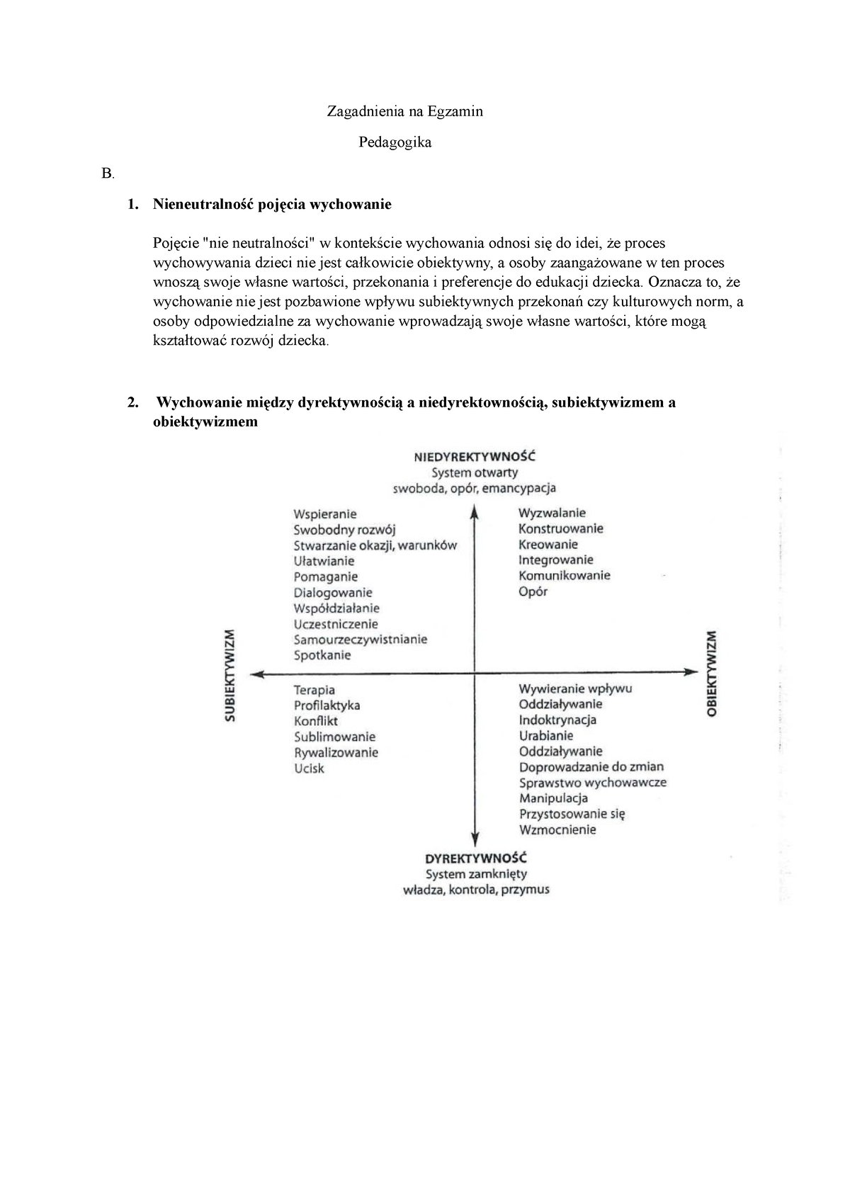 Zagadnienia Egzamin Pedagogika - Zagadnienia Na Egzamin Pedagogika B. 1 ...