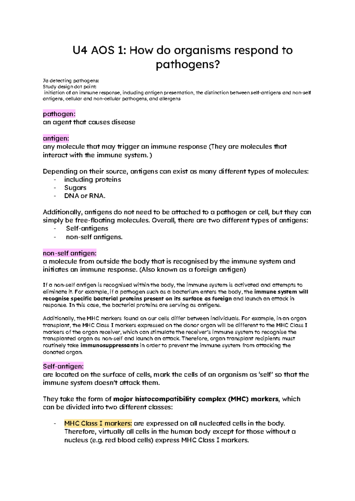U4 AOS 1 How do organisms respond to pathogens - ) Depending on their ...