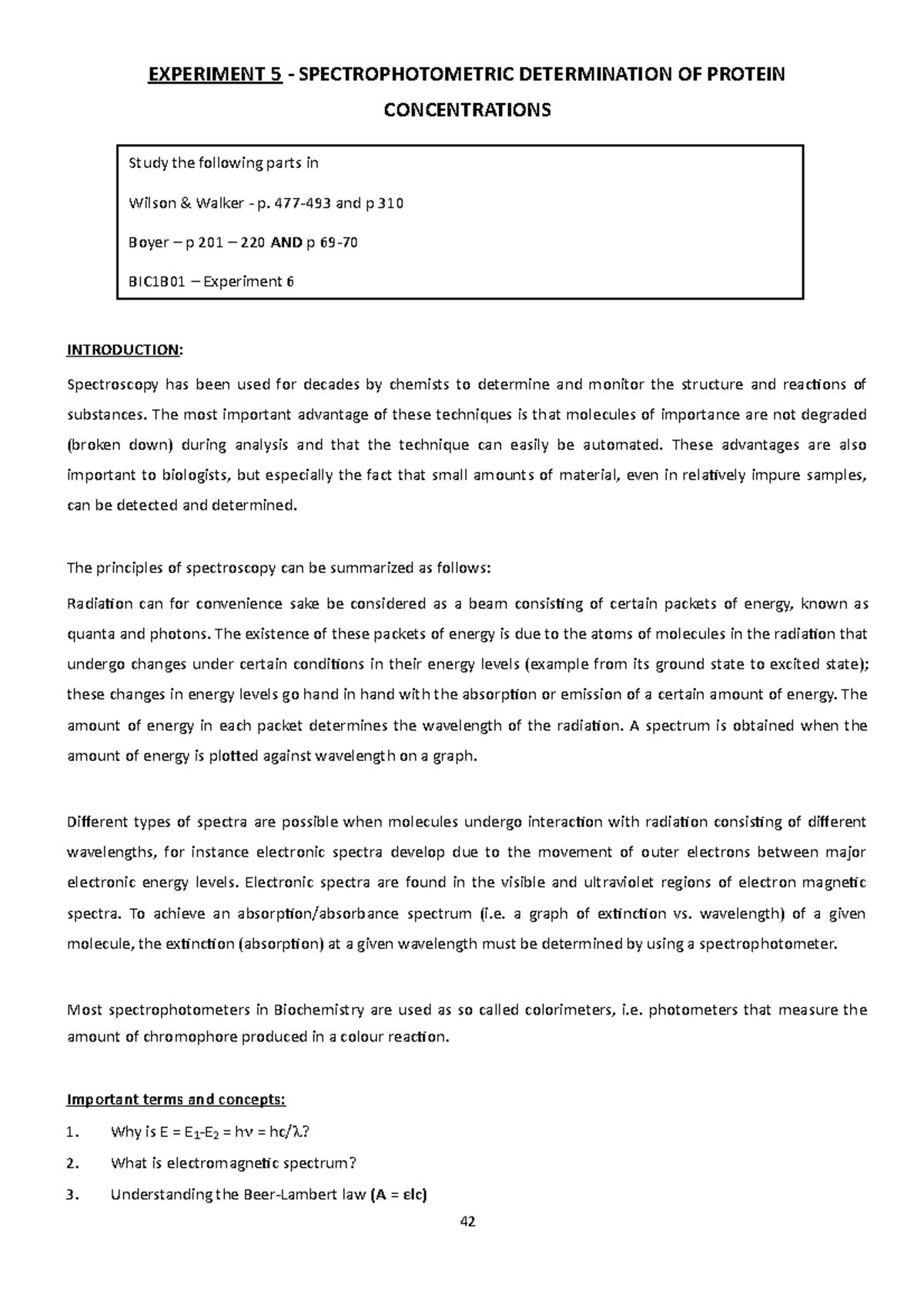 spectrophotometric determination experiment