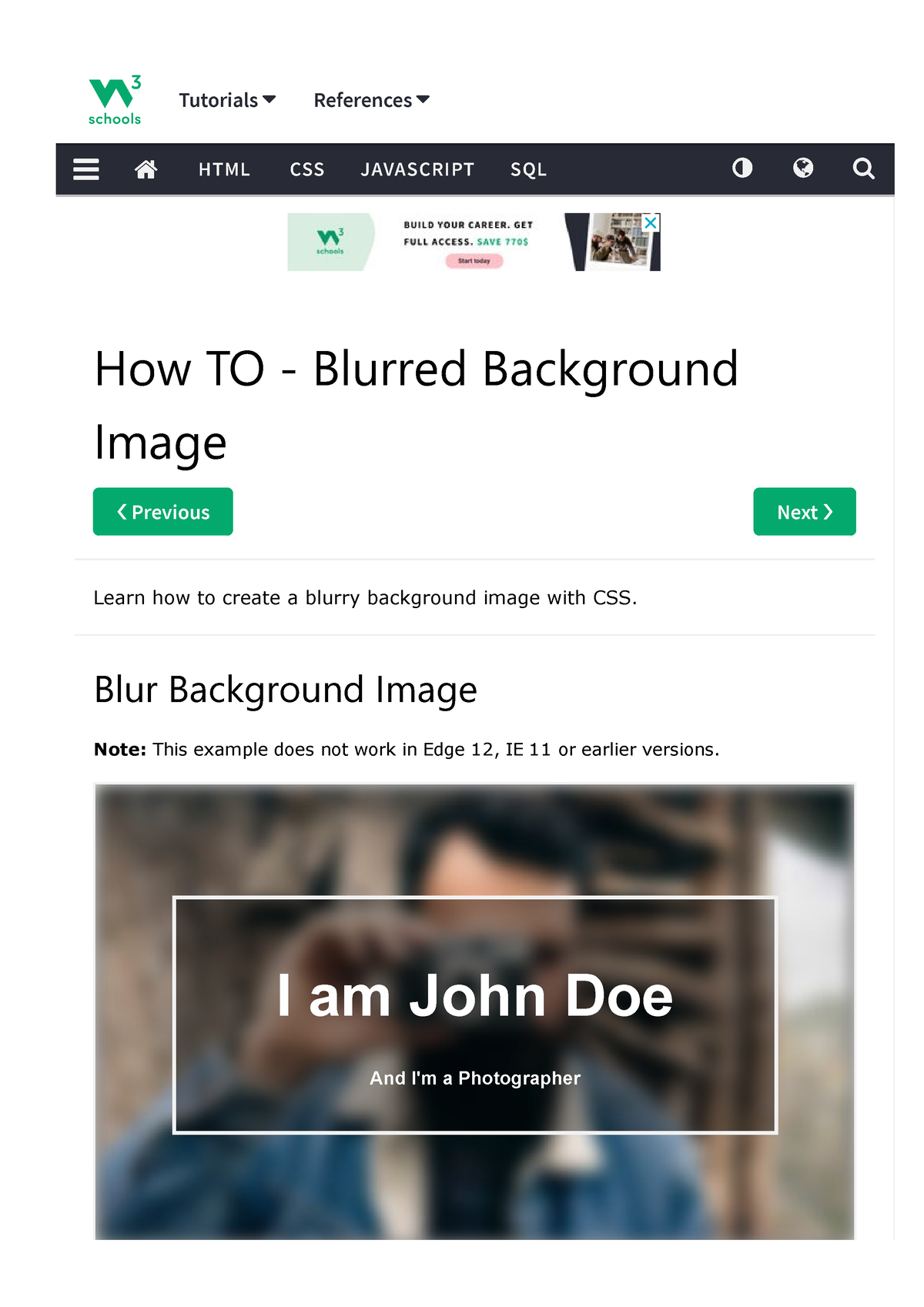 How to css blurred background - ❮ Previous Next ❯ How TO ‐ Blurred  Background Image Learn how to - Studocu