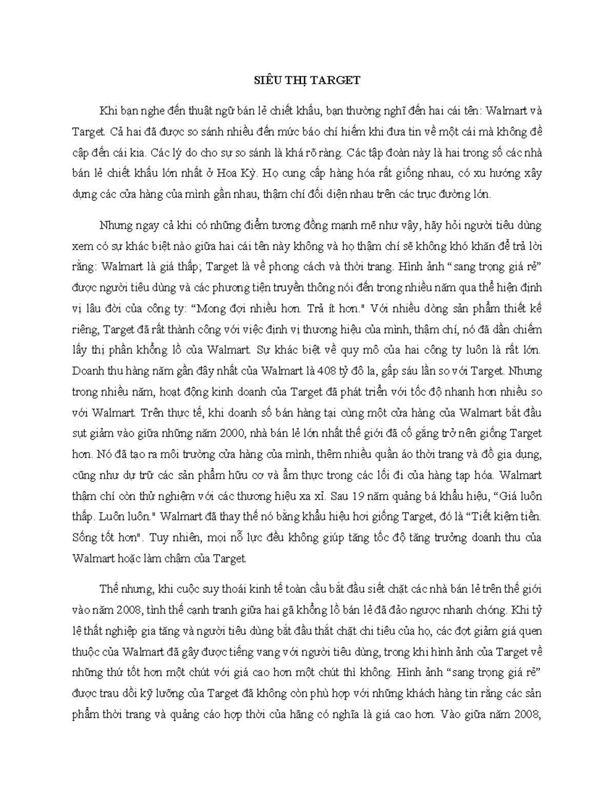 Case study c2 - good - SIÊU THỊ TARGET Khi bạn nghe đến thuật ngữ bán ...