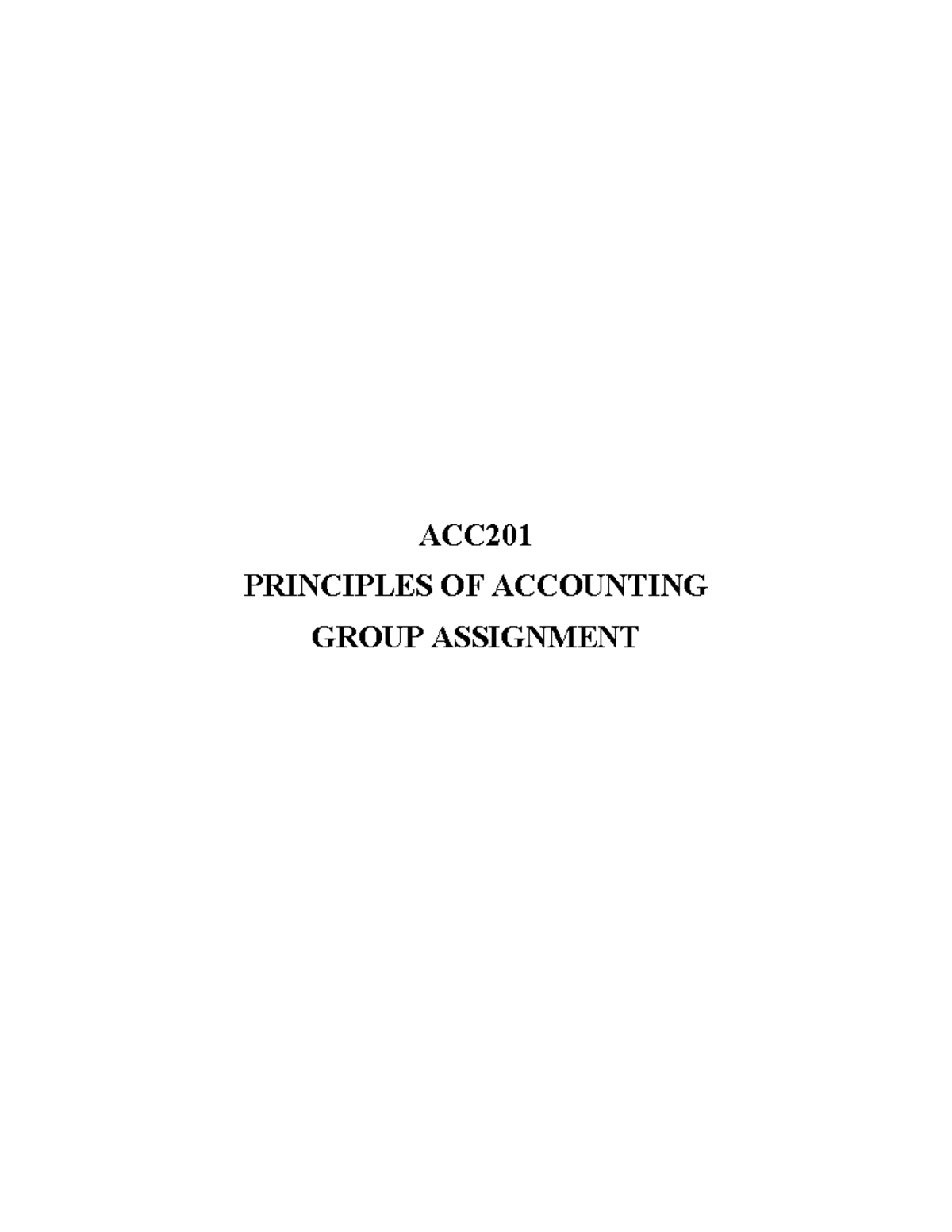 Group Assignment Questions Revised - ACC PRINCIPLES OF ACCOUNTING GROUP ...