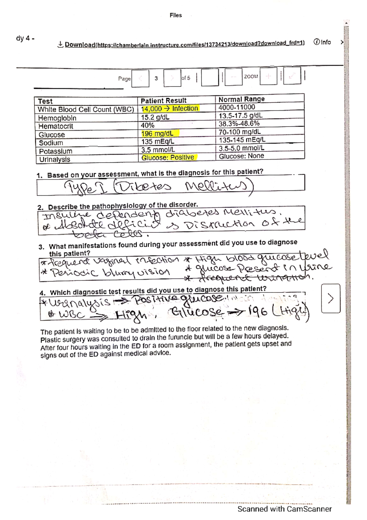 Case study 4 - NR-283 - Chamberlain University - Studocu