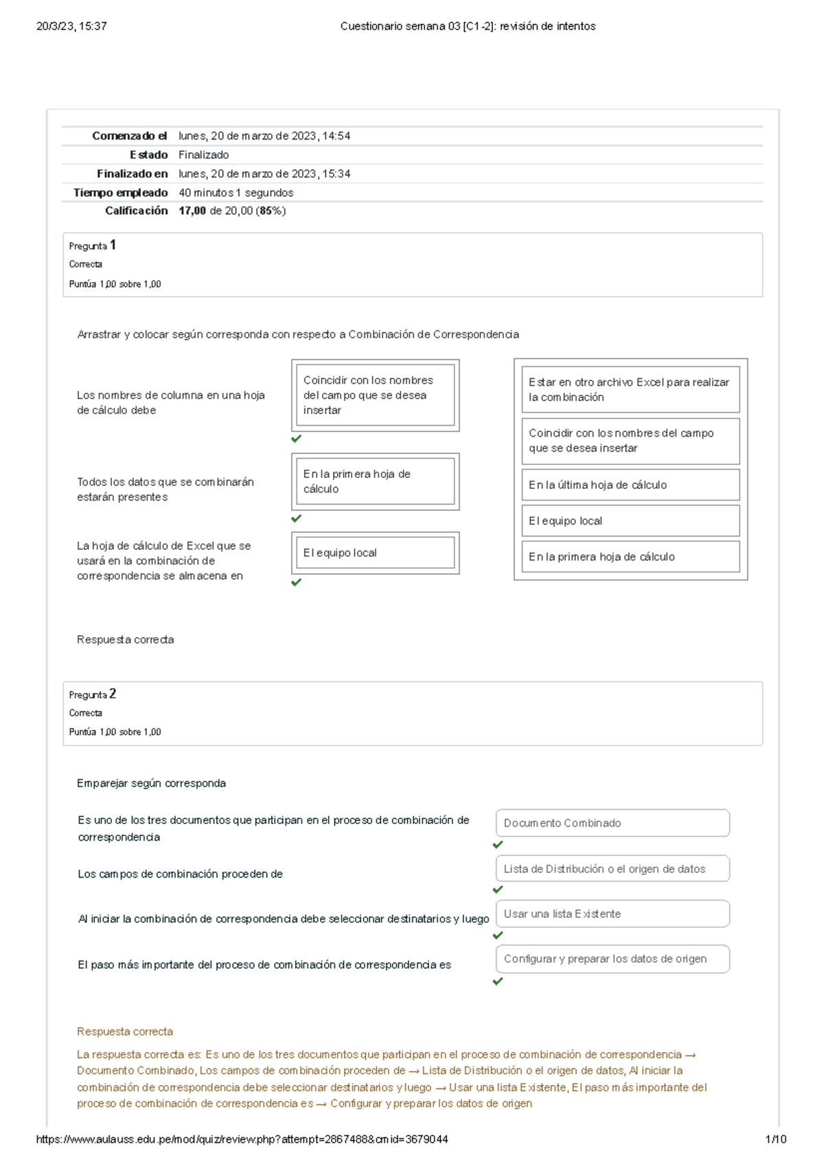 Cuestionario Semana 03 [C1-2] Revisión De Intentos - Comenzado El Lunes ...