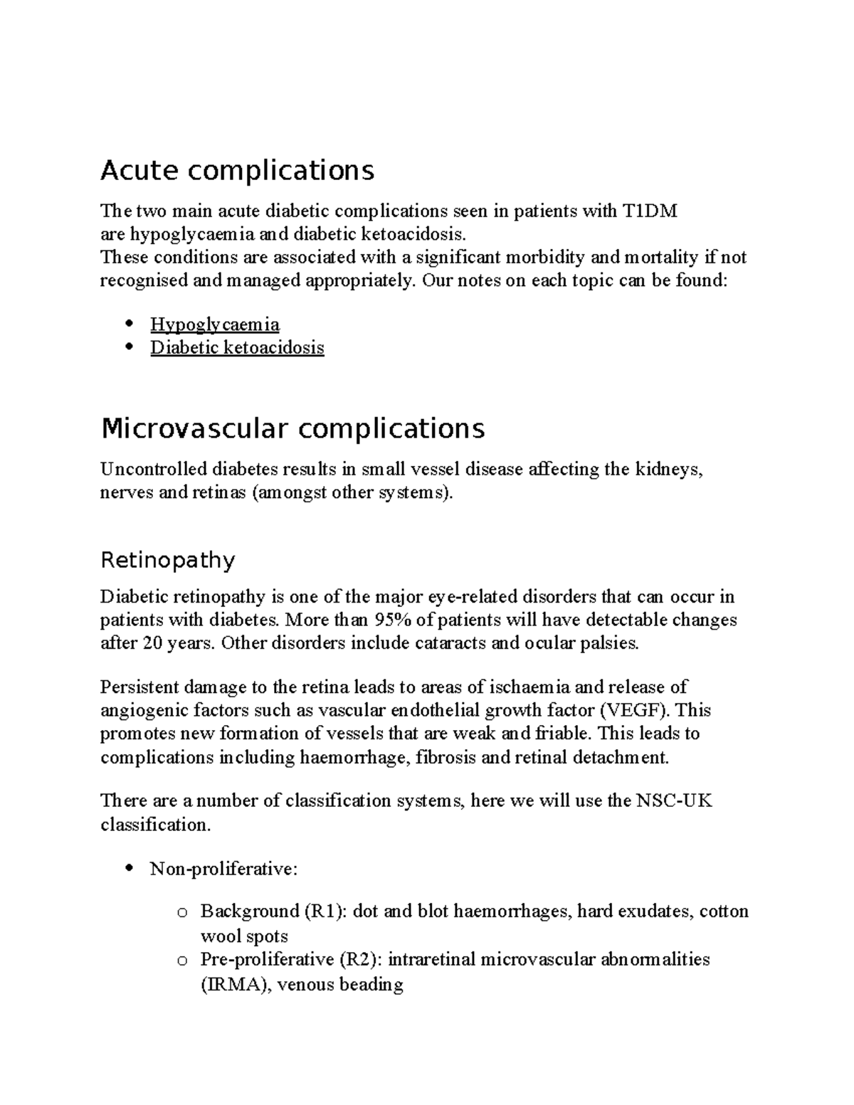Acute complications in type 1 diabetes - Acute complications The two ...