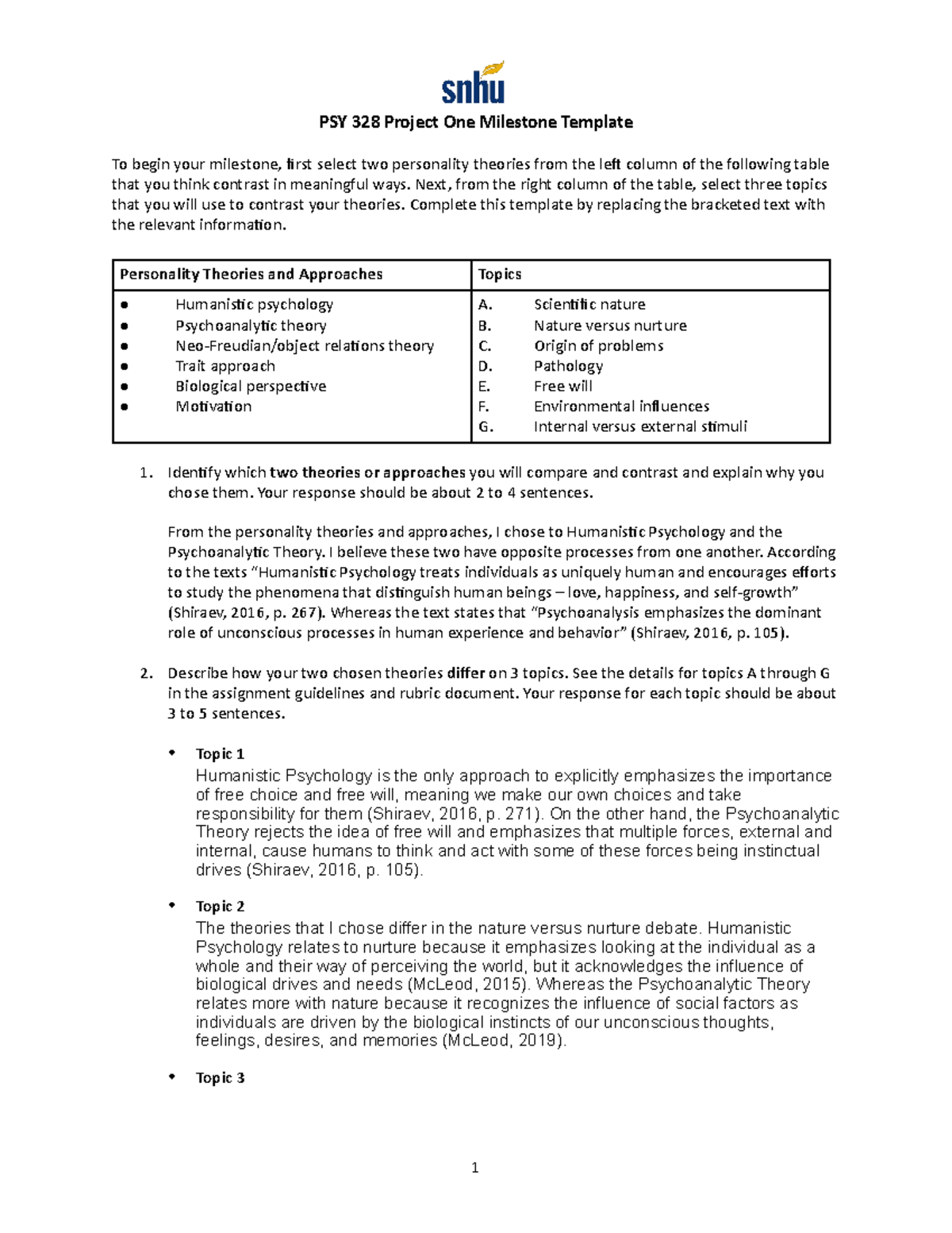 PSY 328 Project One Milestone - Next, From The Right Column Of The ...