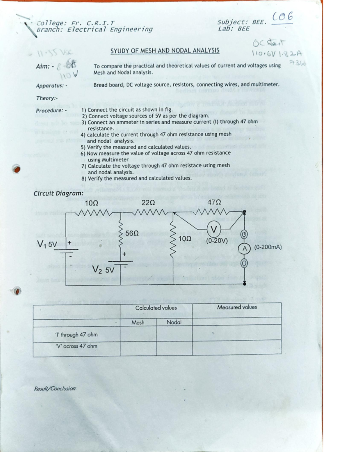 B.E.E. Practical - Basic Electrical & Electronics Engineering - Studocu