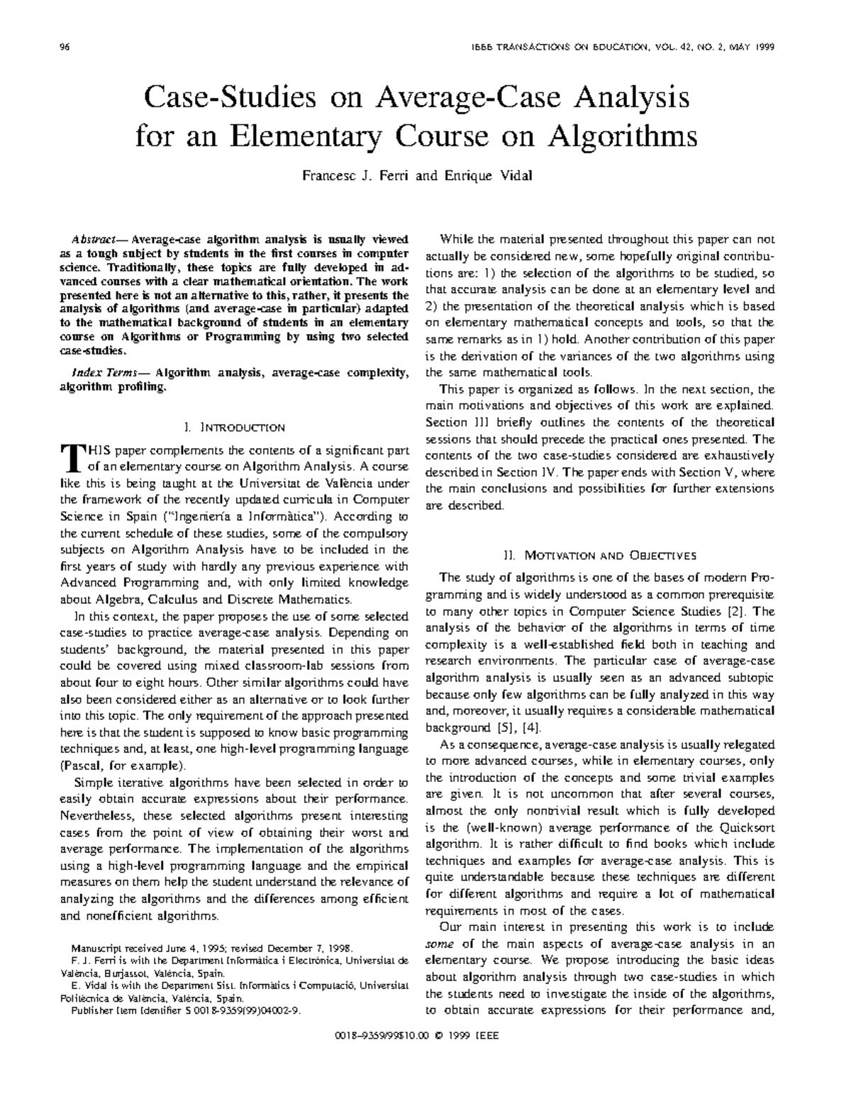 Case Study Average Case Analysis of Binary Search - 96 IEEE ...