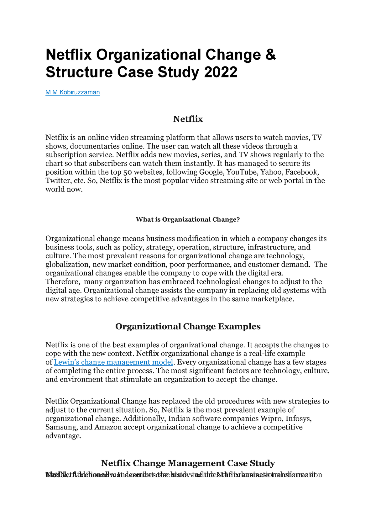 netflix organizational change & structure case study 2022