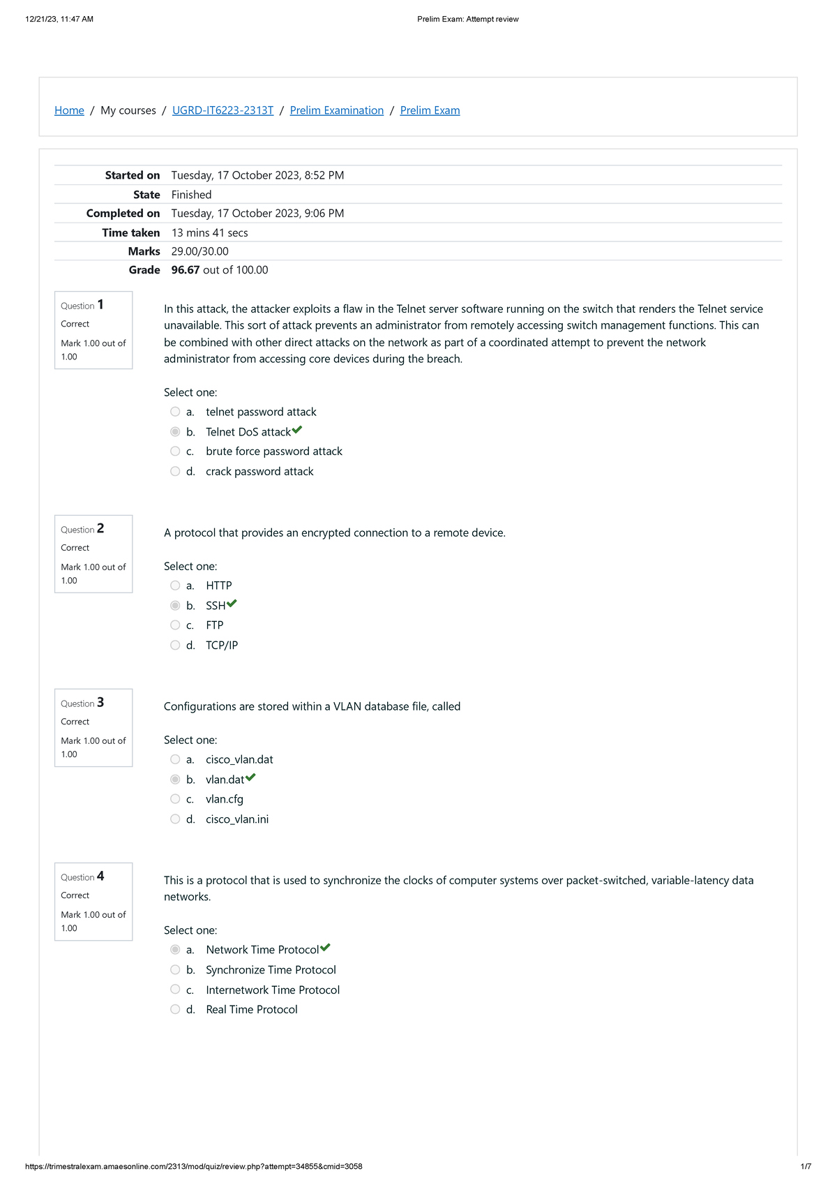 DATA Communication AND Networking 2 Prelim EXAM - Home / My courses ...