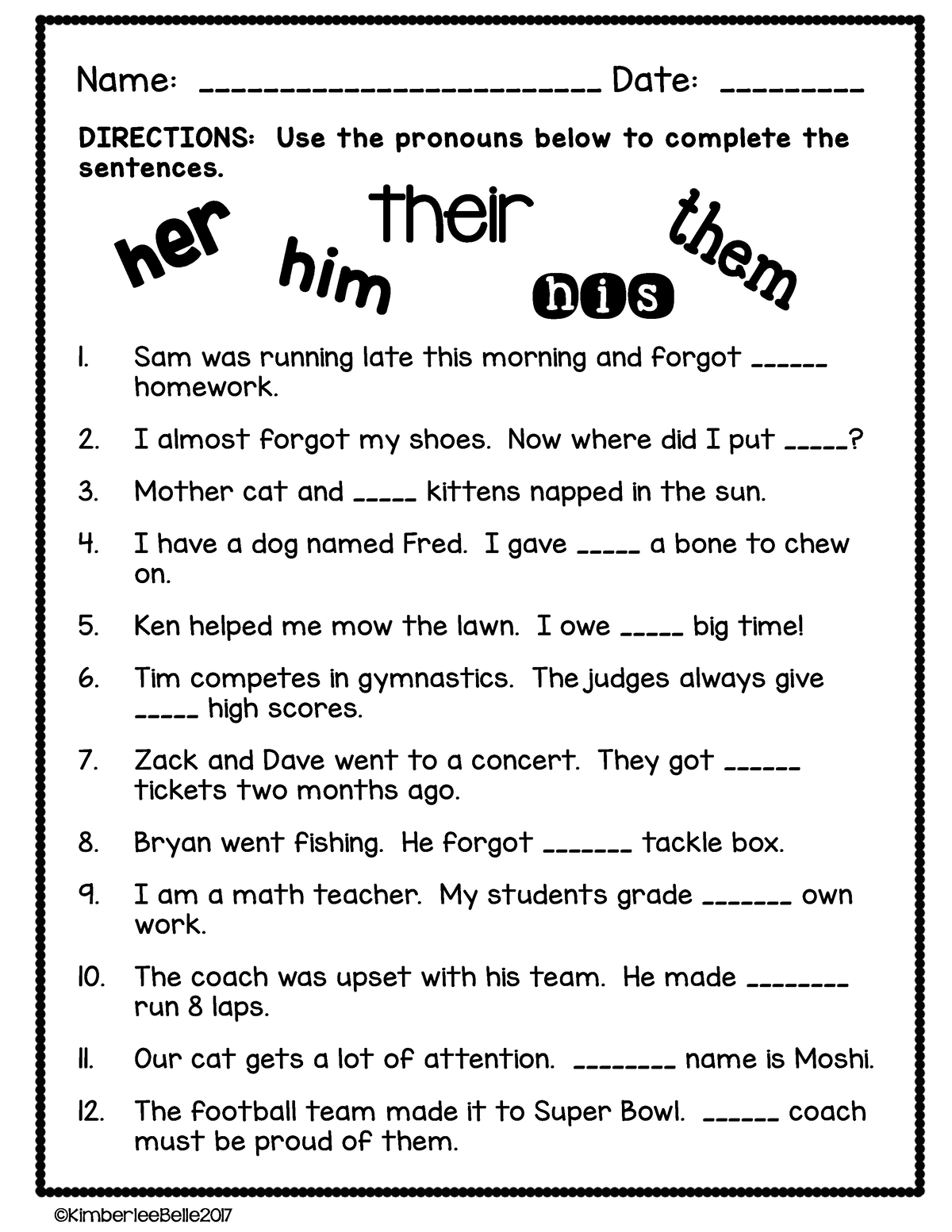 Pronoun Worksheet-1 - english worksheet - Name ...