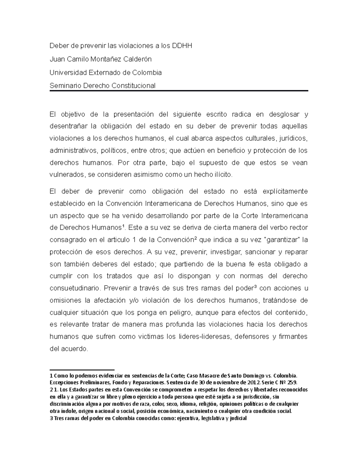 Deber De Prevenir Las Violaciones A Los DDHH - Por Otra Parte, Bajo El ...