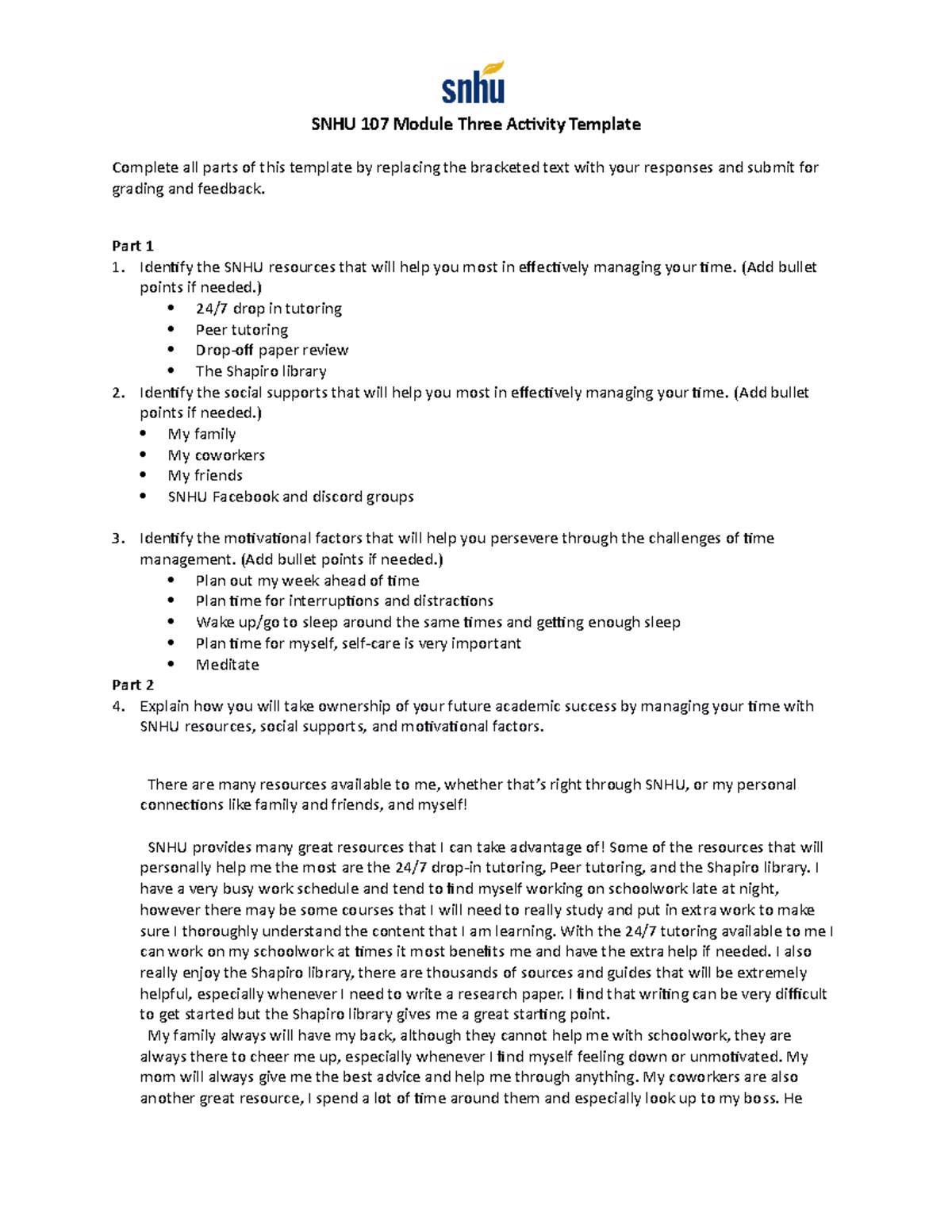 SNHU 107 Module Three Activity Template - SNHU 107 Module Three ...