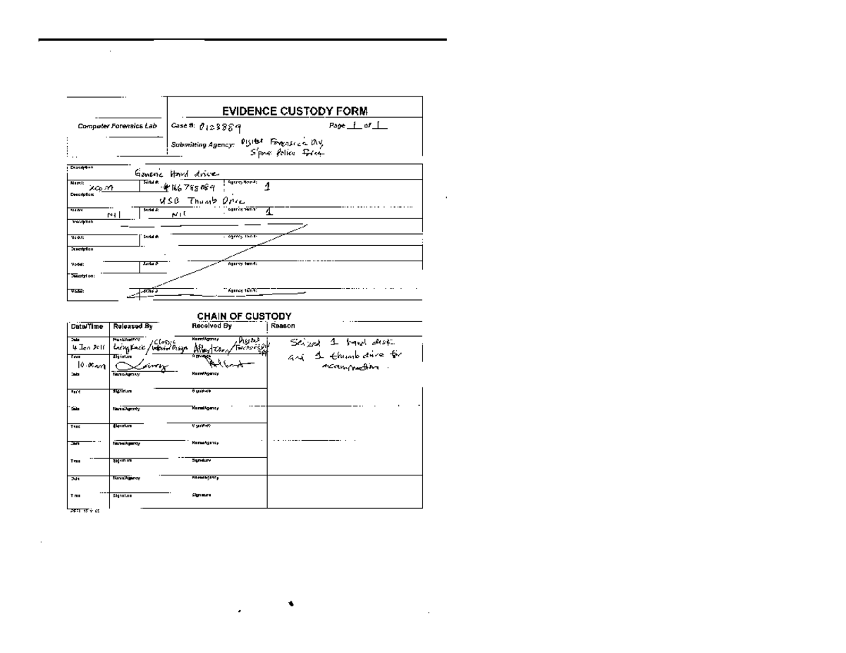 Evidence Custody Form example in pdf format - C331 - Studocu